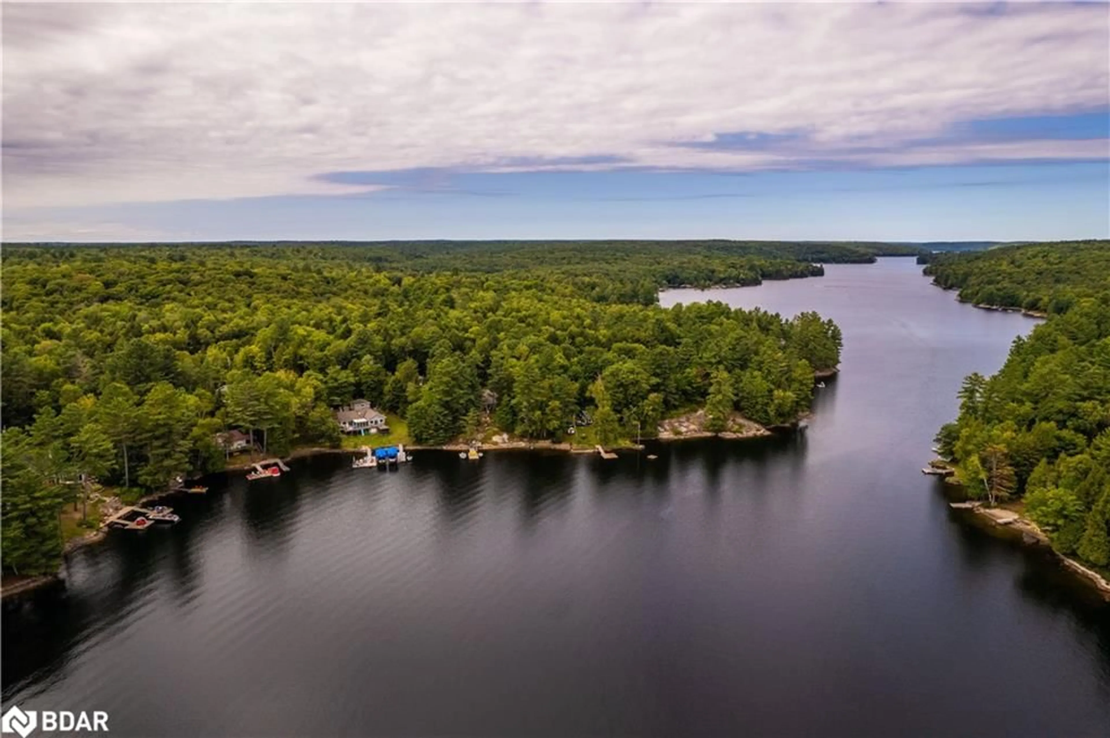 A pic from outside/outdoor area/front of a property/back of a property/a pic from drone, water/lake/river/ocean view for 1043 Fortunes Trail, Stanhope Ontario K0M 1S0