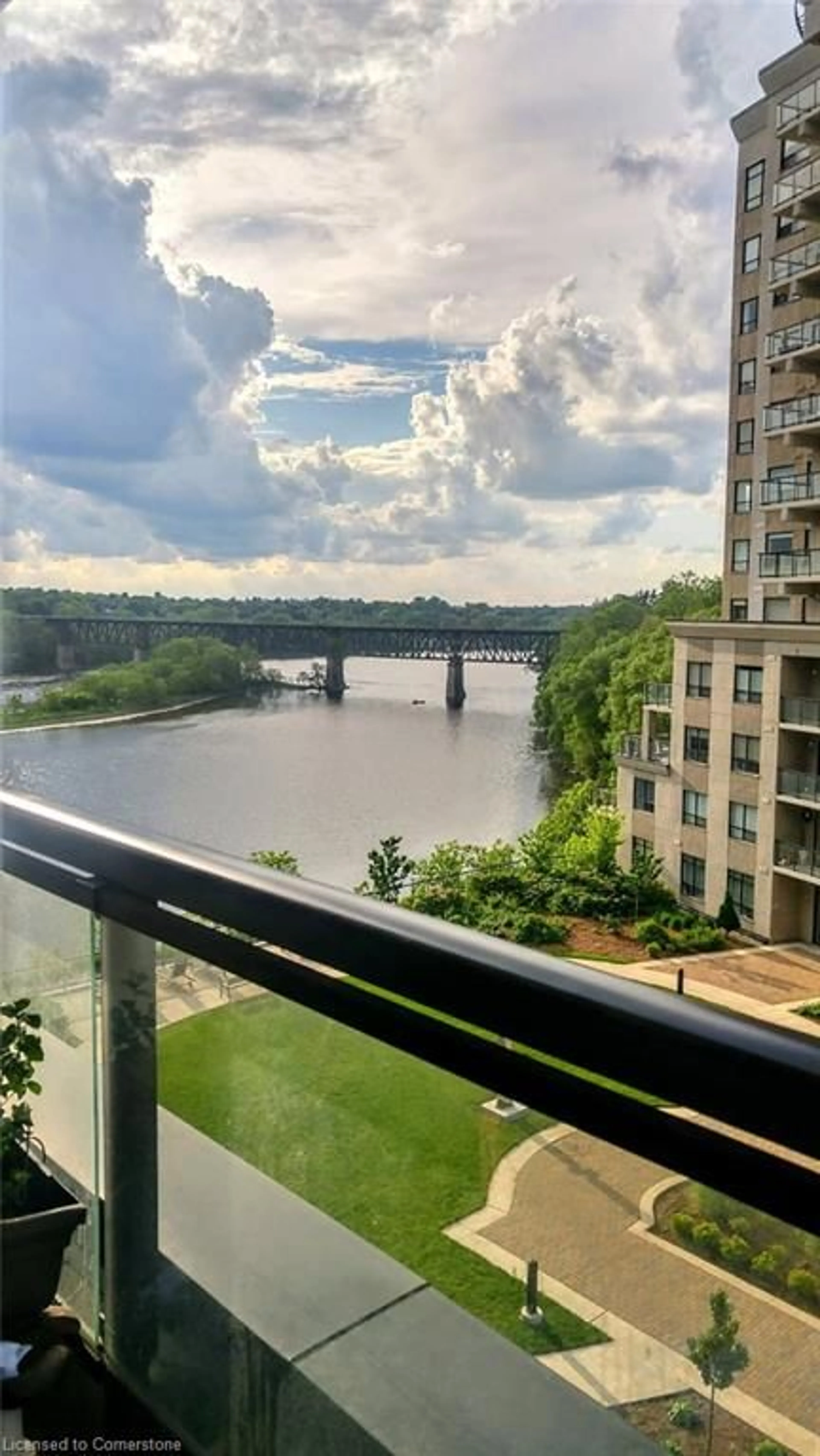 Balcony in the apartment, water/lake/river/ocean view for 150 Water St #503, Cambridge Ontario N1R 0B5