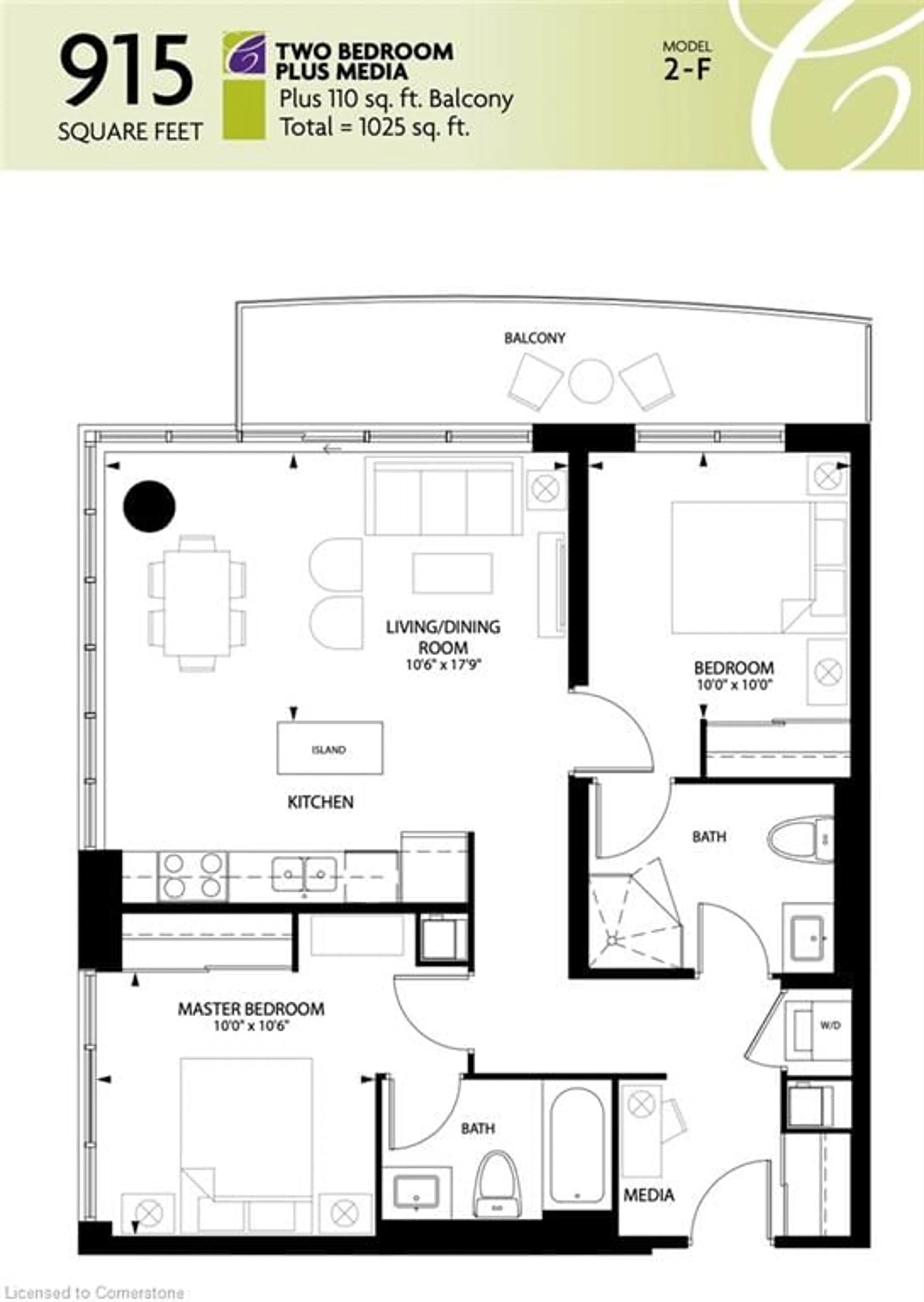 Floor plan for 85 Duke St #1702, Kitchener Ontario N2H 0B7