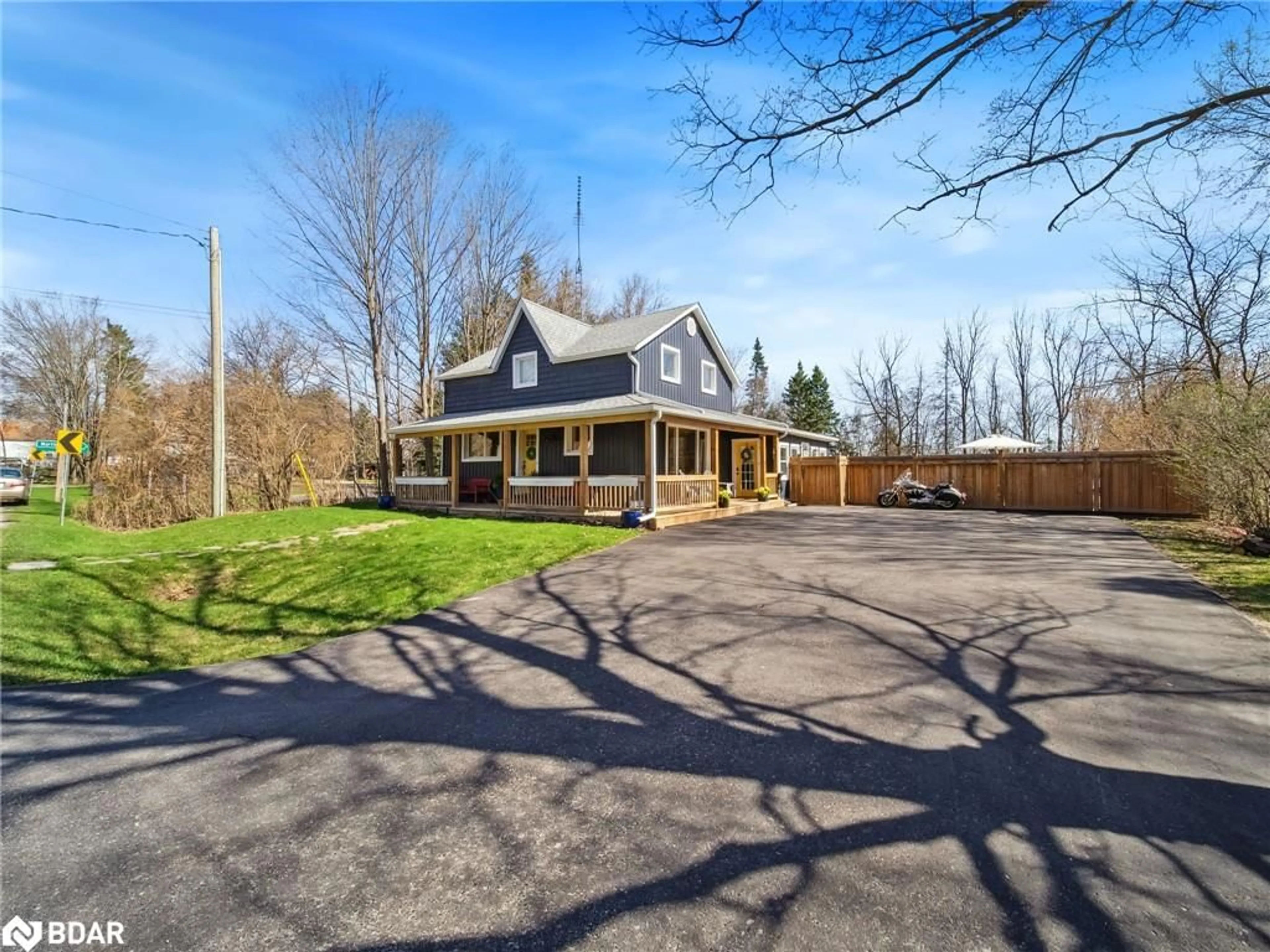 A pic from outside/outdoor area/front of a property/back of a property/a pic from drone, street for 4539 Penetanguishene Rd, Hillsdale Ontario L0L 1V0