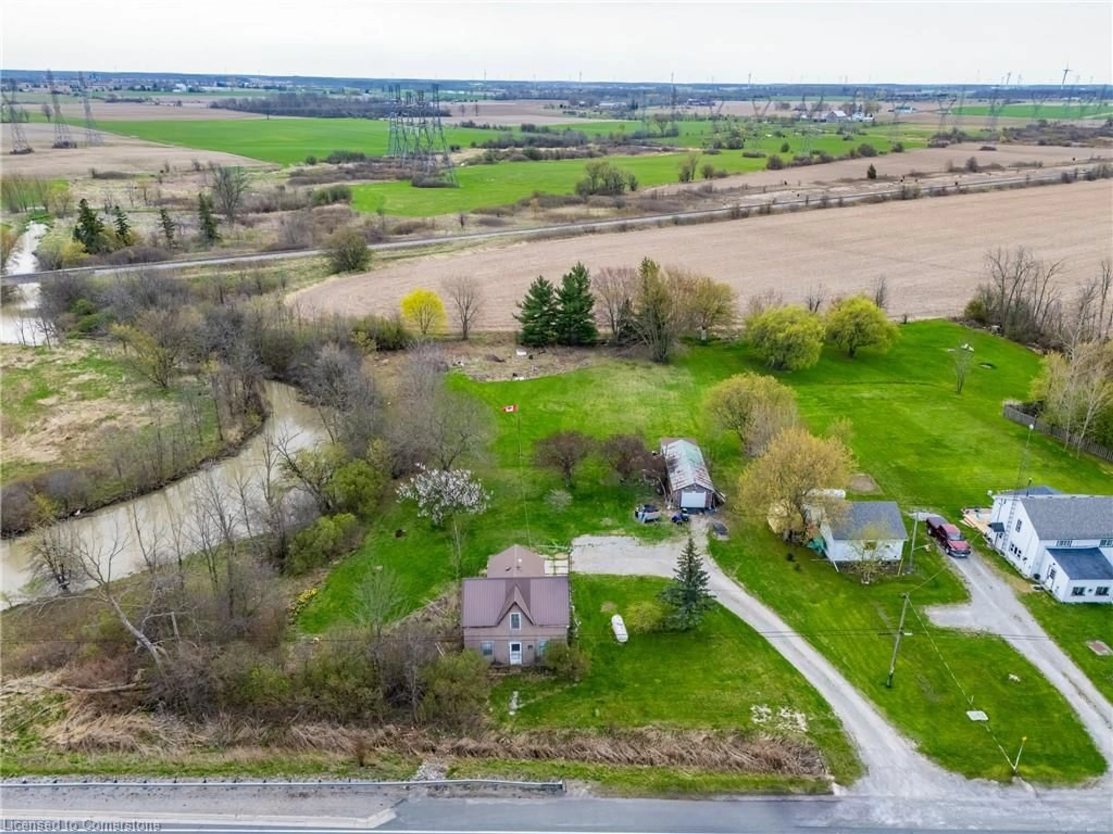 A pic from outside/outdoor area/front of a property/back of a property/a pic from drone, street for 3468 Highway 6, Hagersville Ontario N0A 1H0
