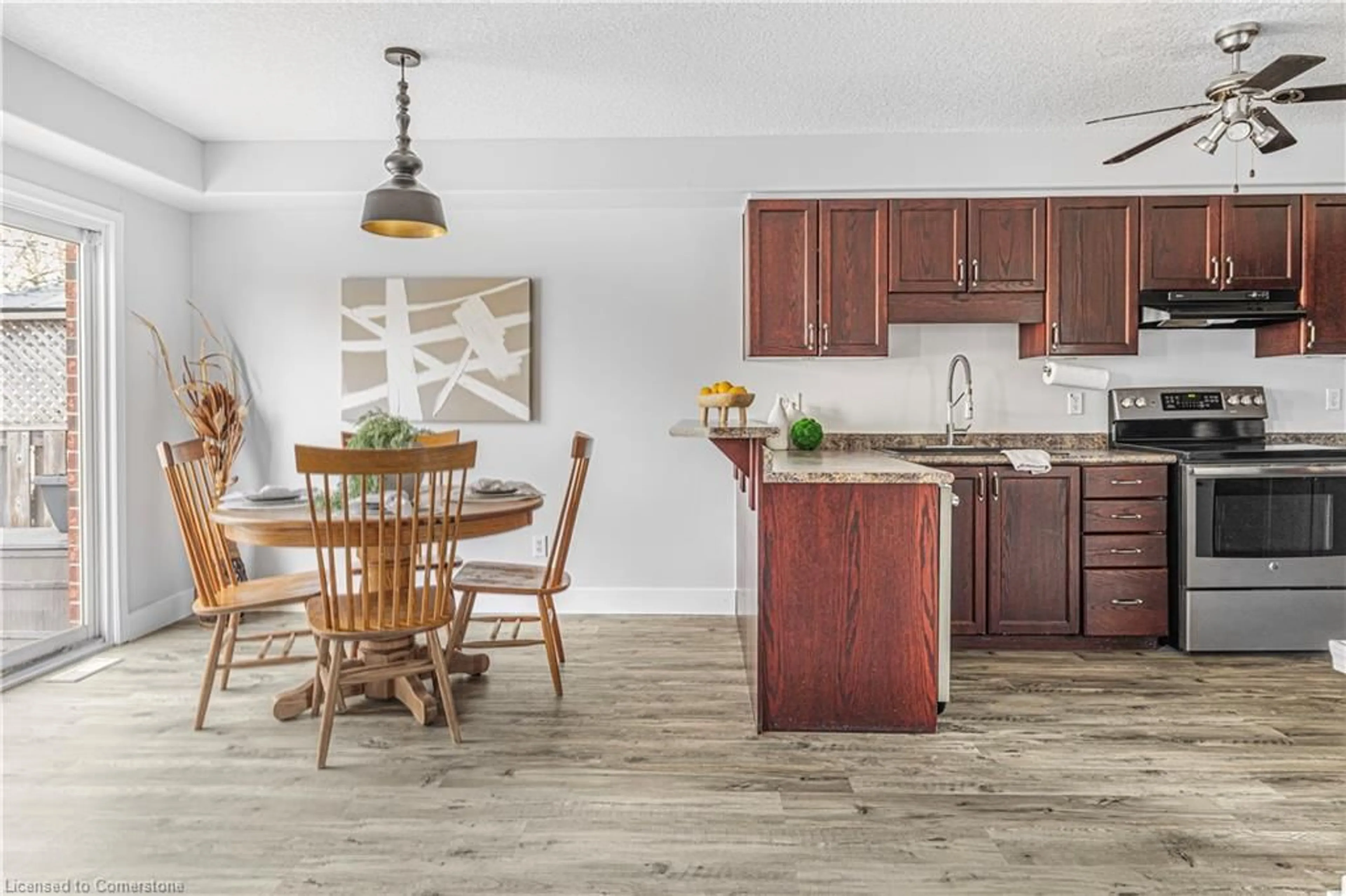 Open concept kitchen, wood/laminate floor for 181 Sophia Cres, Kitchener Ontario N2R 1X7