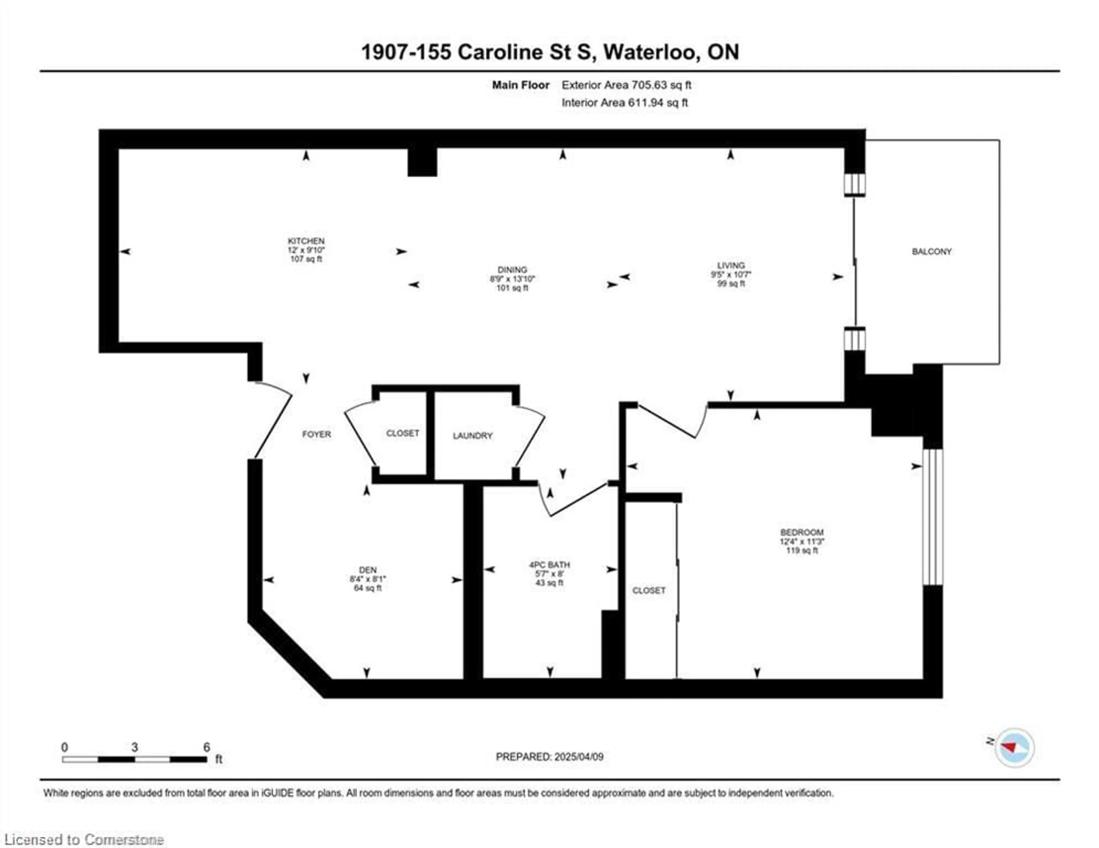 Floor plan for 155 Caroline St #1907, Waterloo Ontario N2L 0J8