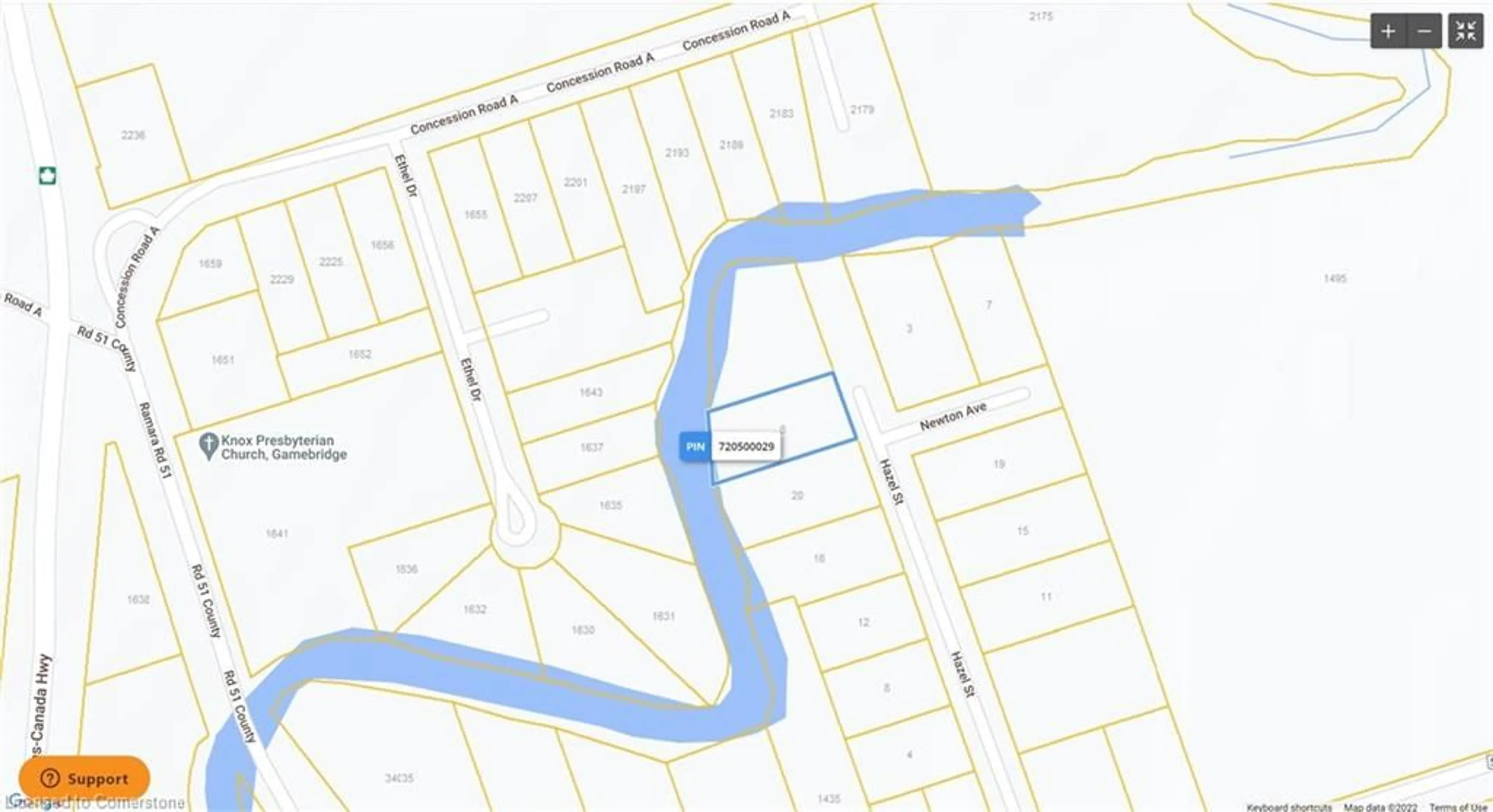 Picture of a map for 8 Hazel St, Beaverton Ontario L0K 1A0