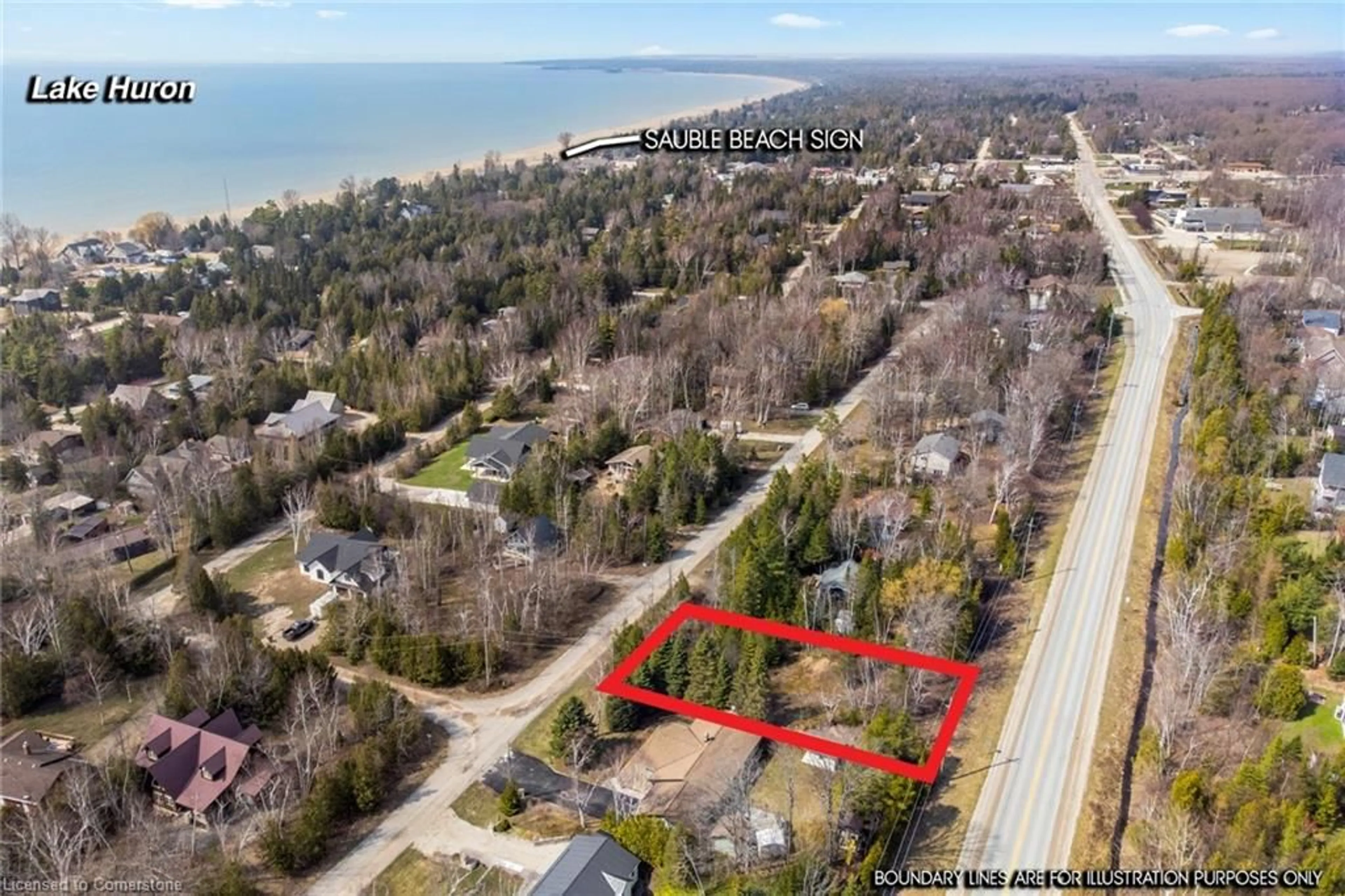 A pic from outside/outdoor area/front of a property/back of a property/a pic from drone, water/lake/river/ocean view for 37 Emerson Ave, Sauble Beach Ontario N0H 2G0