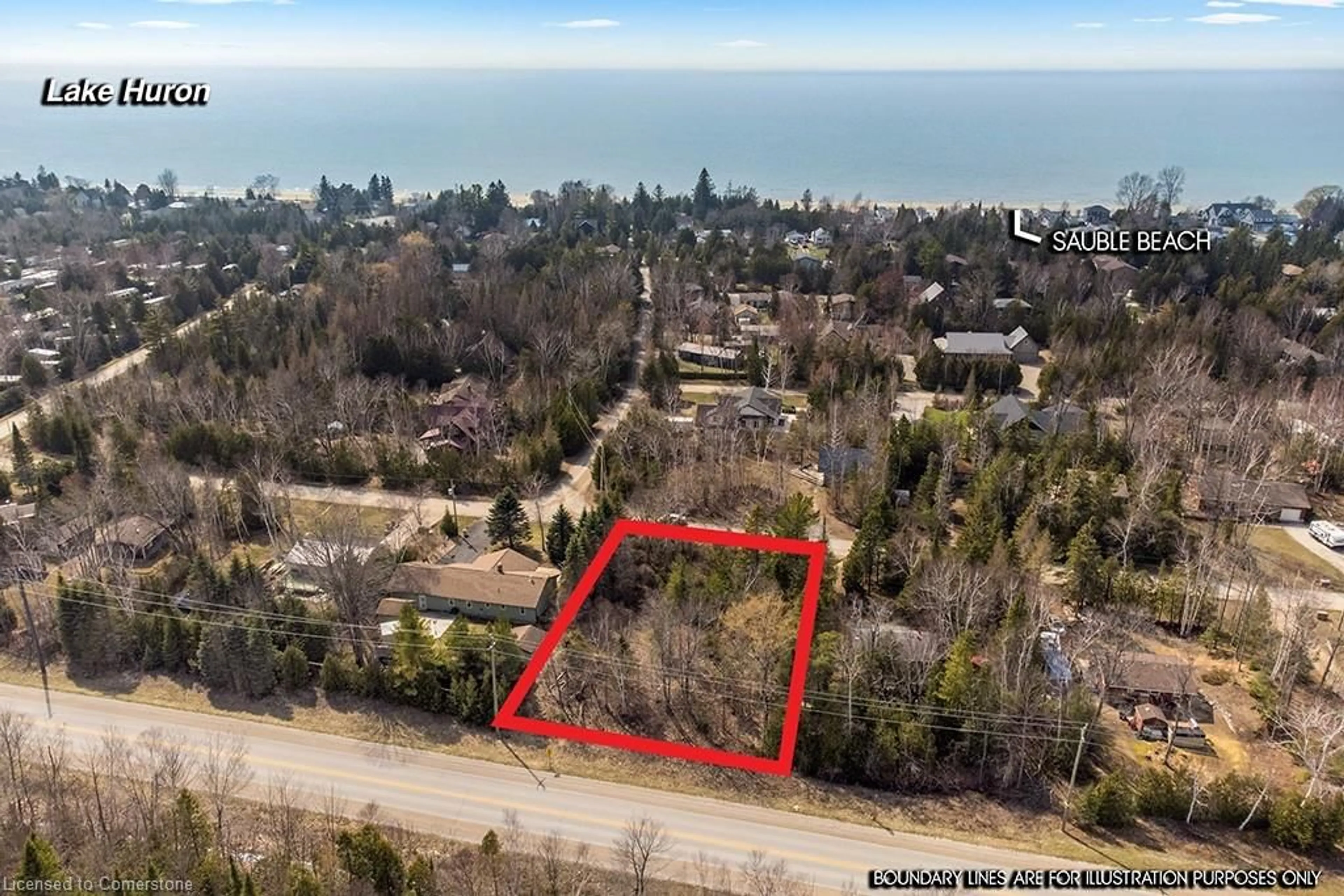 A pic from outside/outdoor area/front of a property/back of a property/a pic from drone, water/lake/river/ocean view for 37 Emerson Ave, Sauble Beach Ontario N0H 2G0