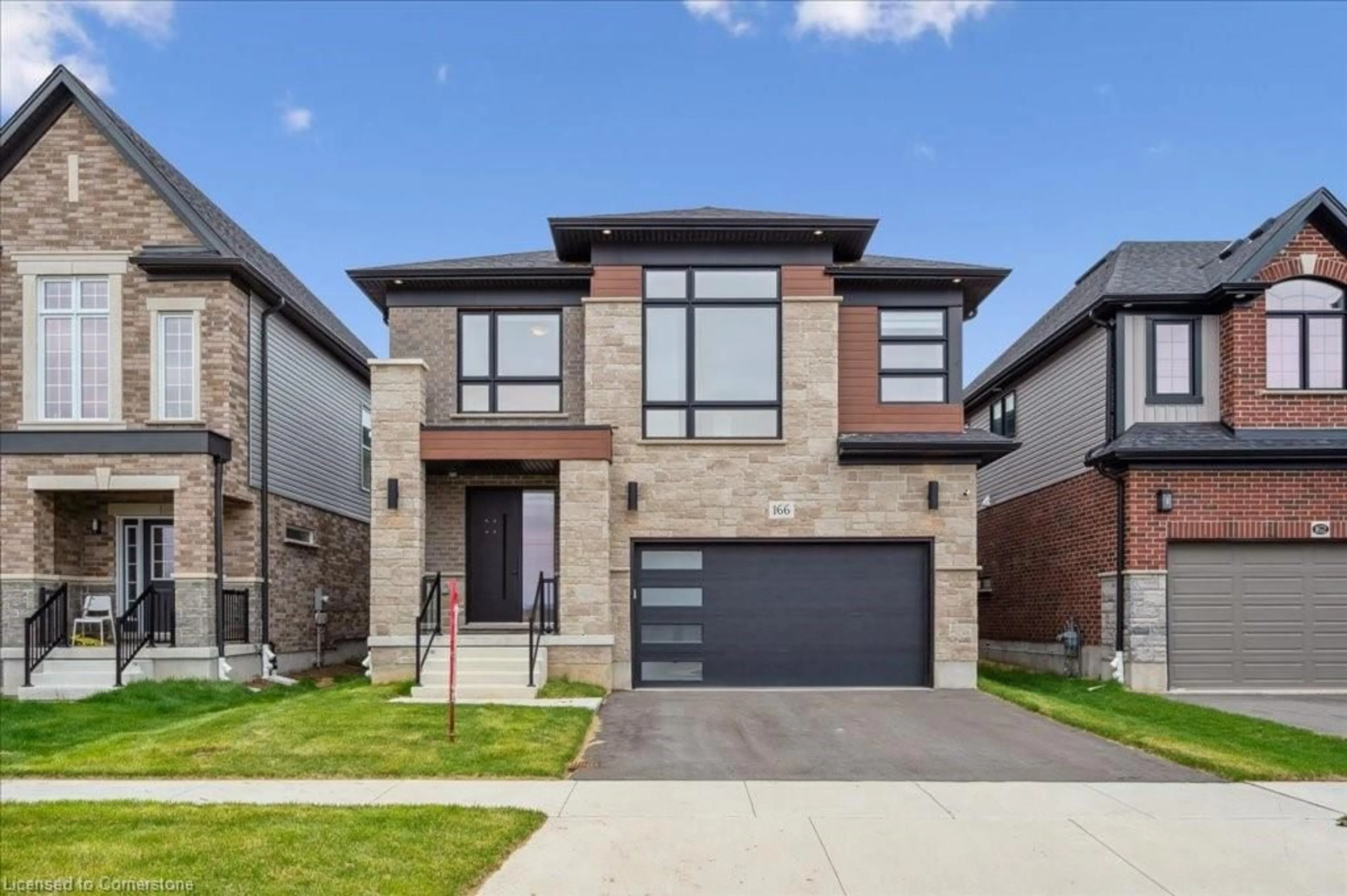 Home with brick exterior material, street for 166 Shaded Creek Drive Dr, Kitchener Ontario N2P 0K7