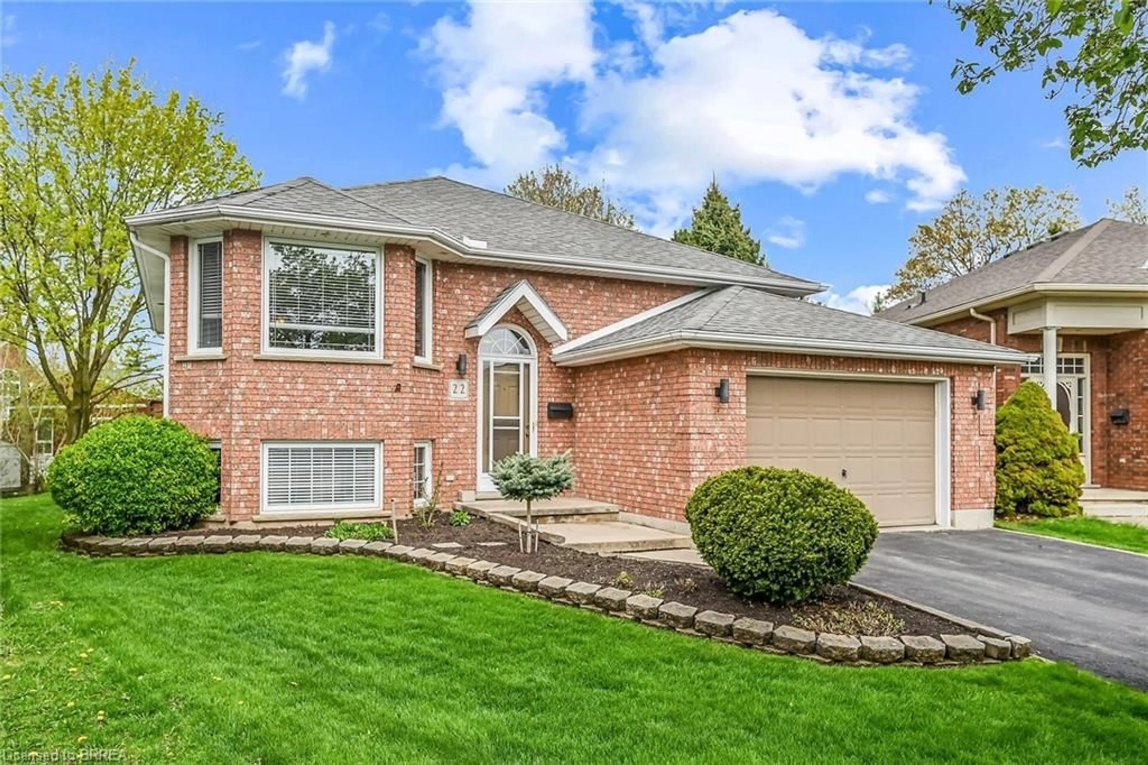 Home with brick exterior material, street for 22 Passmore Crt, Brantford Ontario N3S 7V3