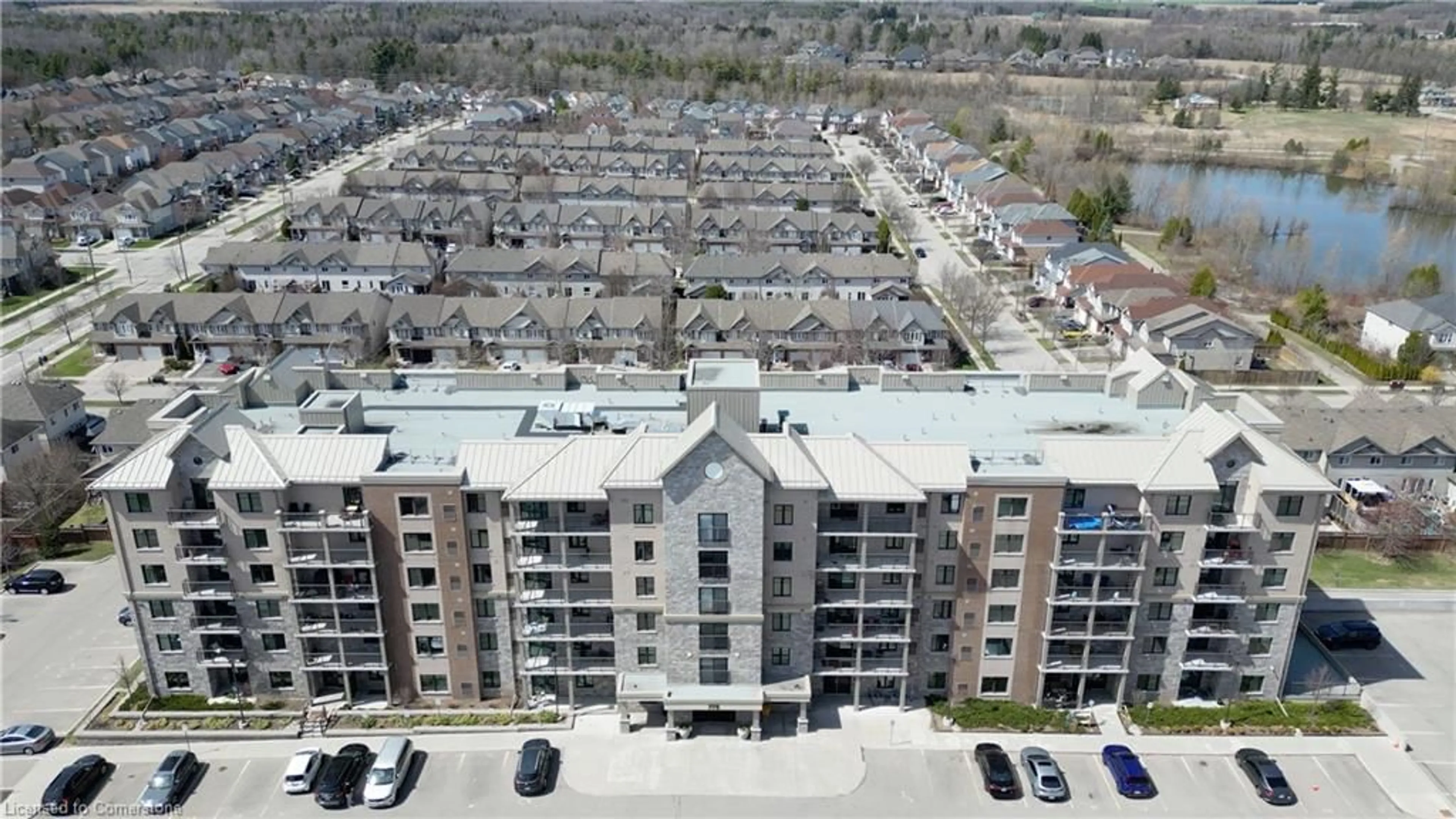 A pic from outside/outdoor area/front of a property/back of a property/a pic from drone, city buildings view from balcony for 778 Laurelwood Dr #613, Waterloo Ontario N2V 0G3