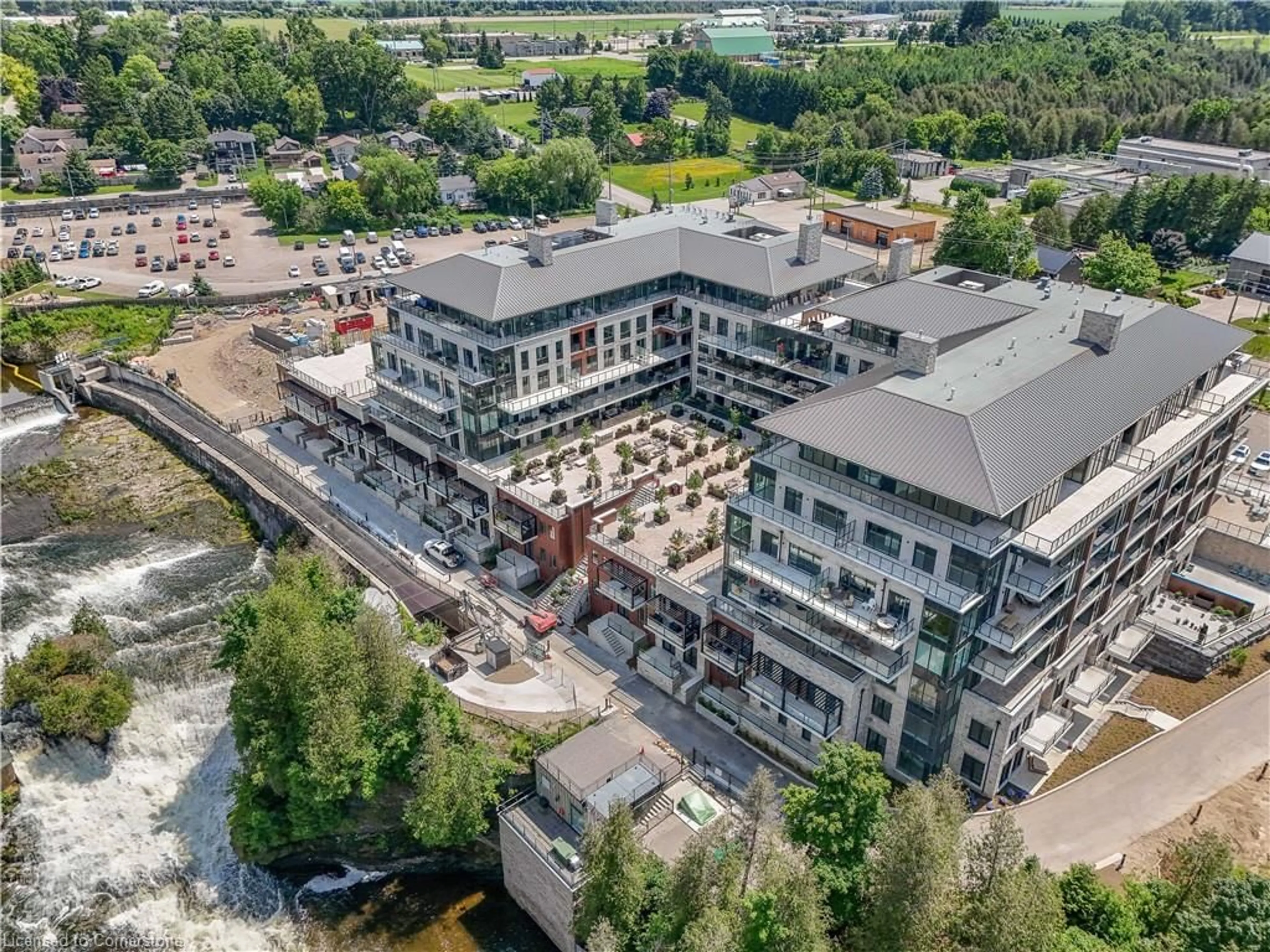 A pic from outside/outdoor area/front of a property/back of a property/a pic from drone, city buildings view from balcony for 6523 Wellington 7 Rd #RS127, Elora Ontario N0B 1S0