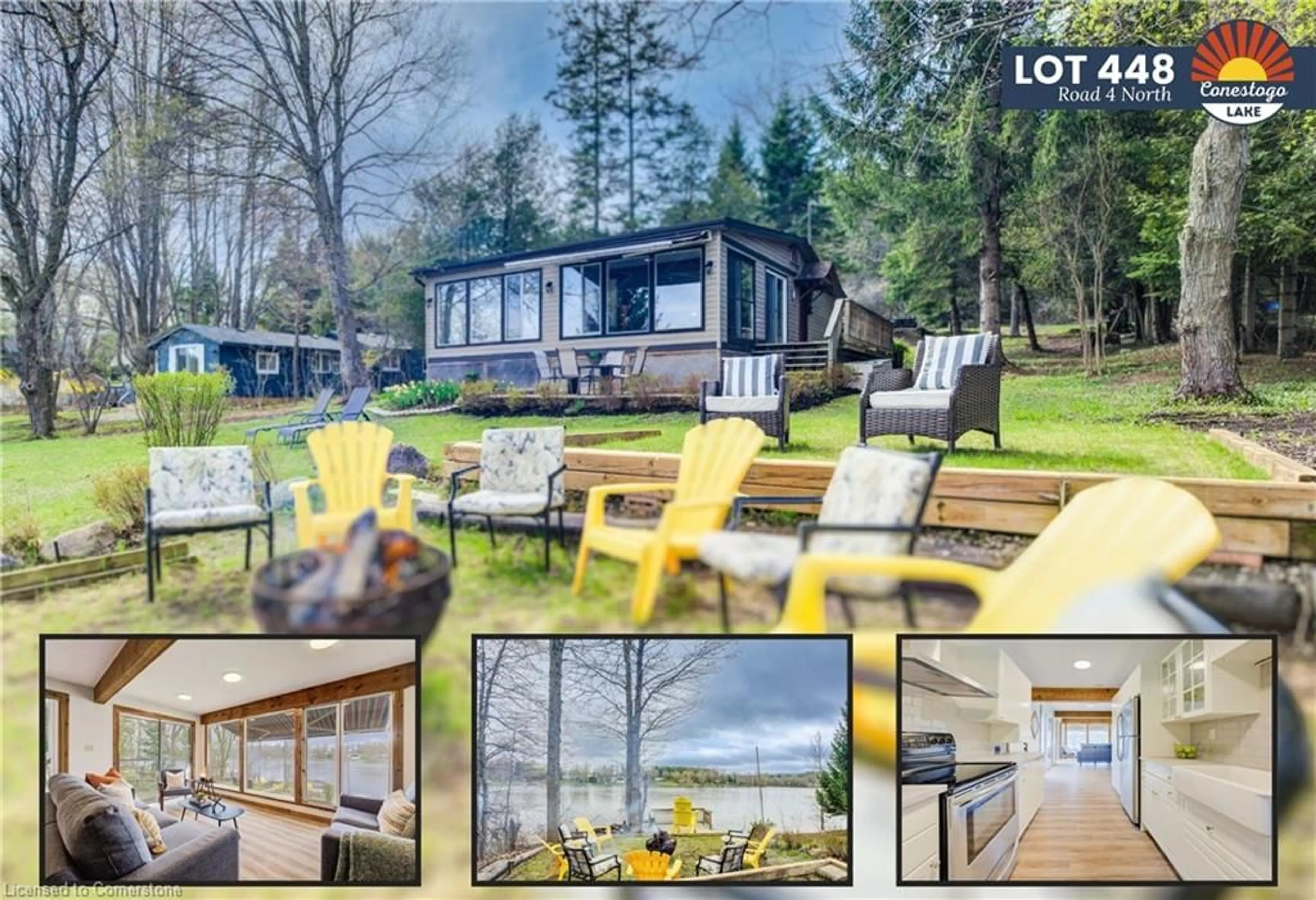 A pic from outside/outdoor area/front of a property/back of a property/a pic from drone, water/lake/river/ocean view for 448 Road 4, Conestogo Lake Ontario N0G 1P0
