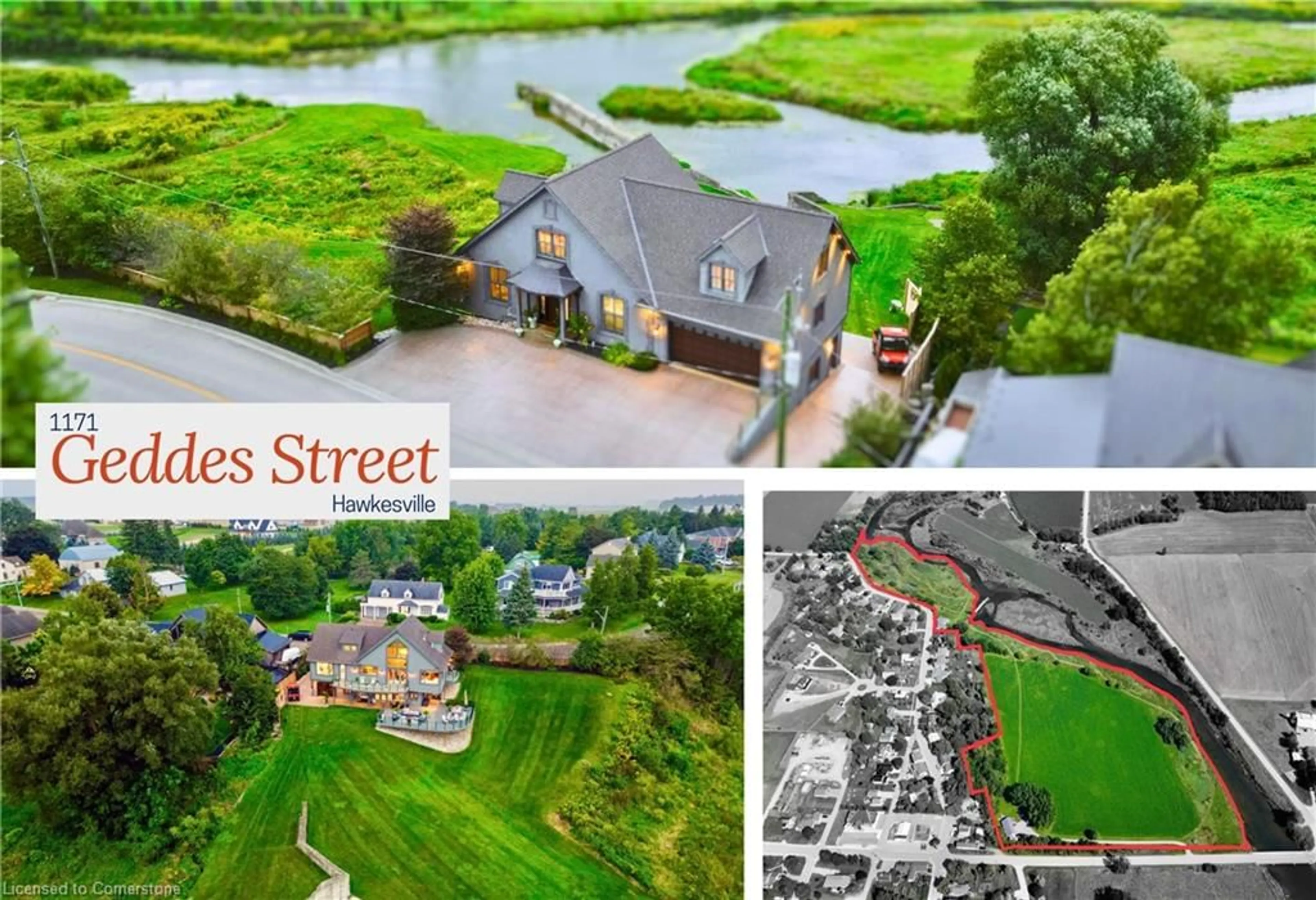 A pic from outside/outdoor area/front of a property/back of a property/a pic from drone, street for 1171 Geddes St, Hawkesville Ontario N0B 1X0