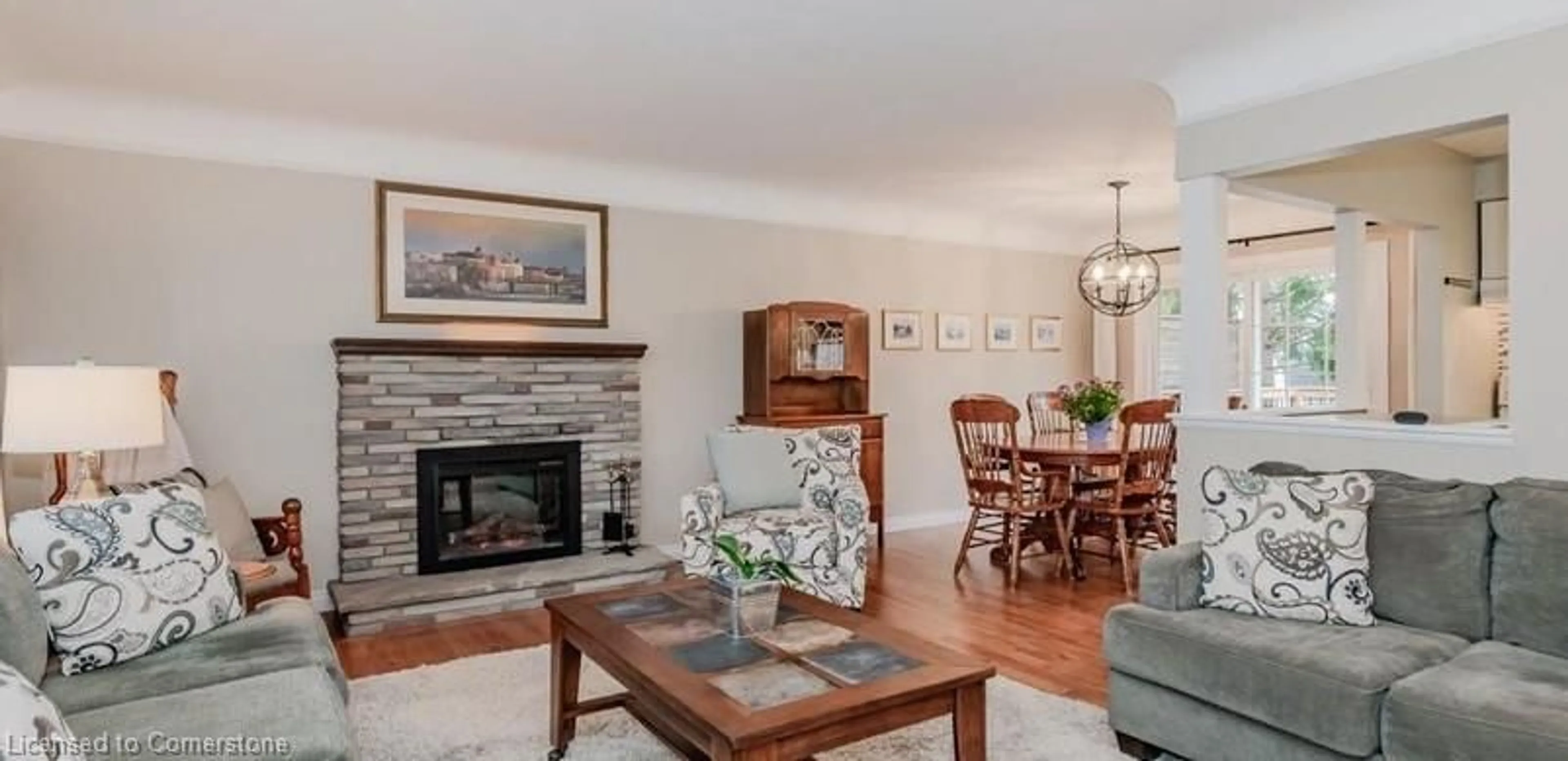 Living room with furniture, wood/laminate floor for 21 Highland Cres, Cambridge Ontario N1S 1L5