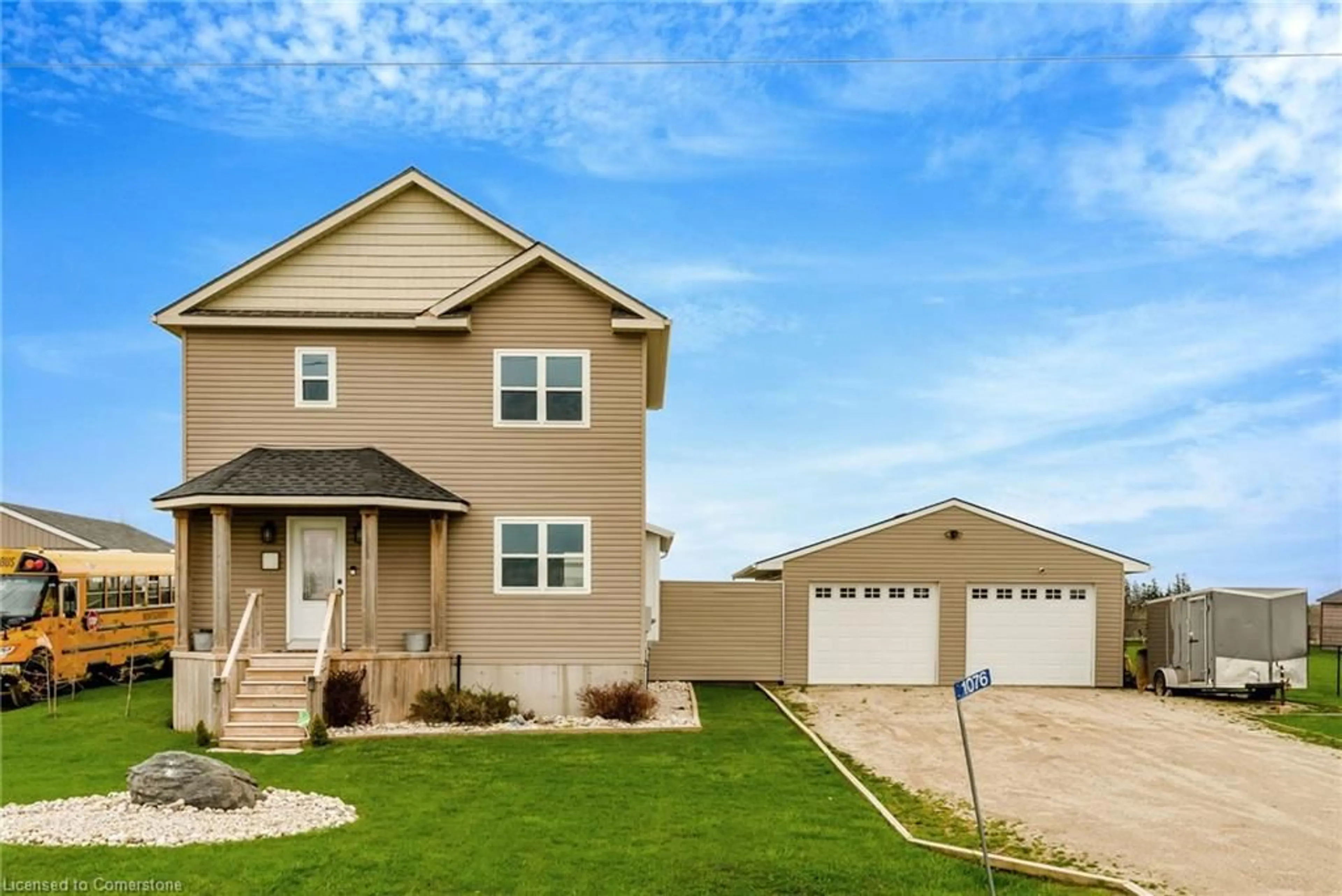 Home with vinyl exterior material, street for 1076 Brussels Line, Wroxeter Ontario N0G 2X0