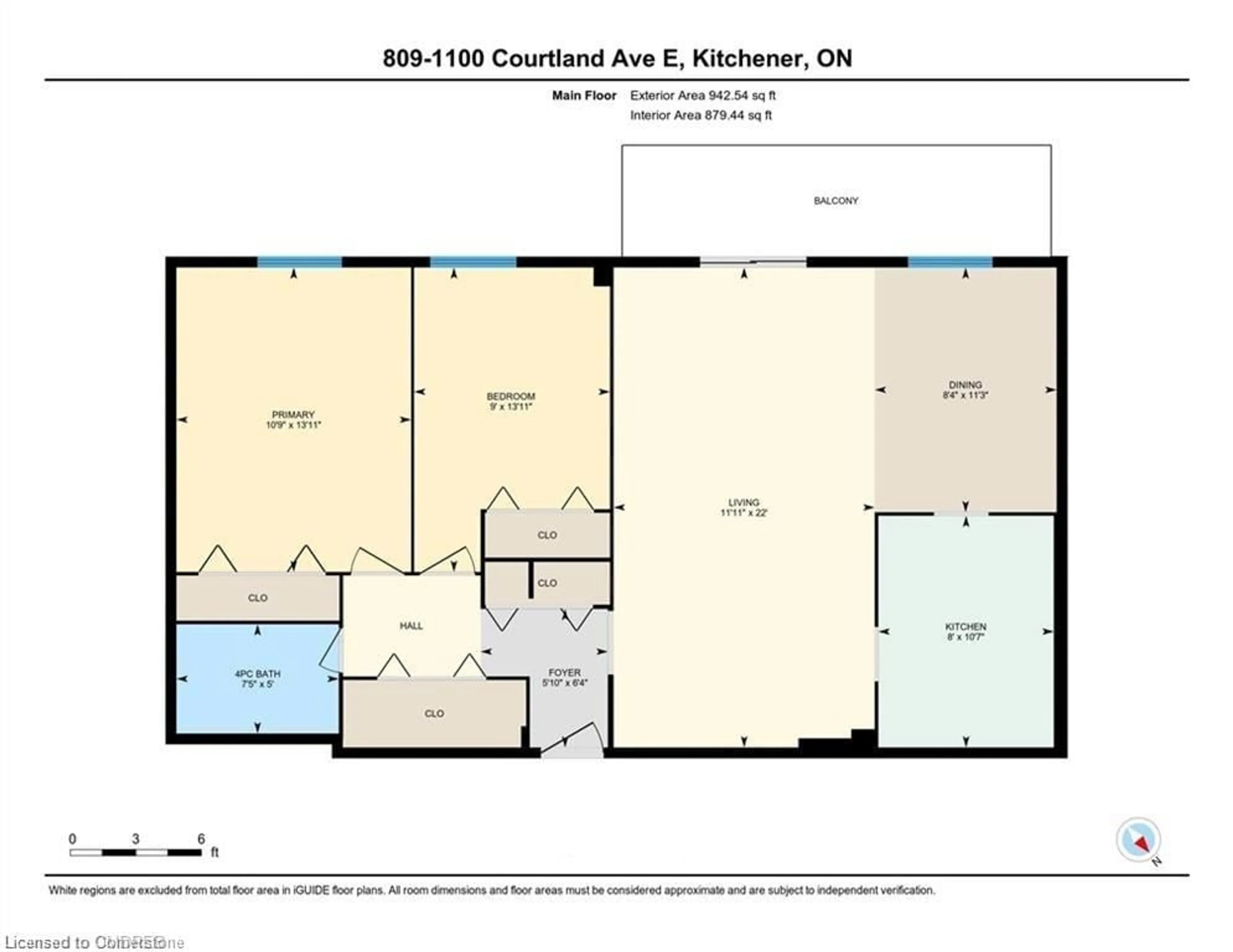 Floor plan for 1100 Courtland Ave #809, Kitchener Ontario N2C 2H9