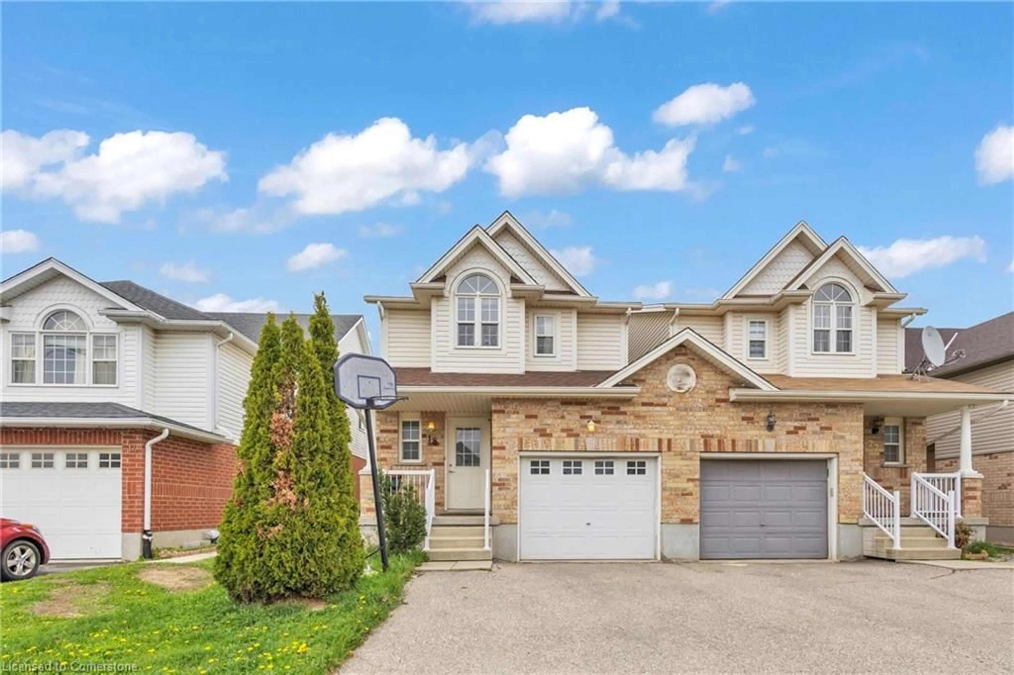 Home with brick exterior material, street for 18 Donnenwerth Dr, Kitchener Ontario N2E 3X2