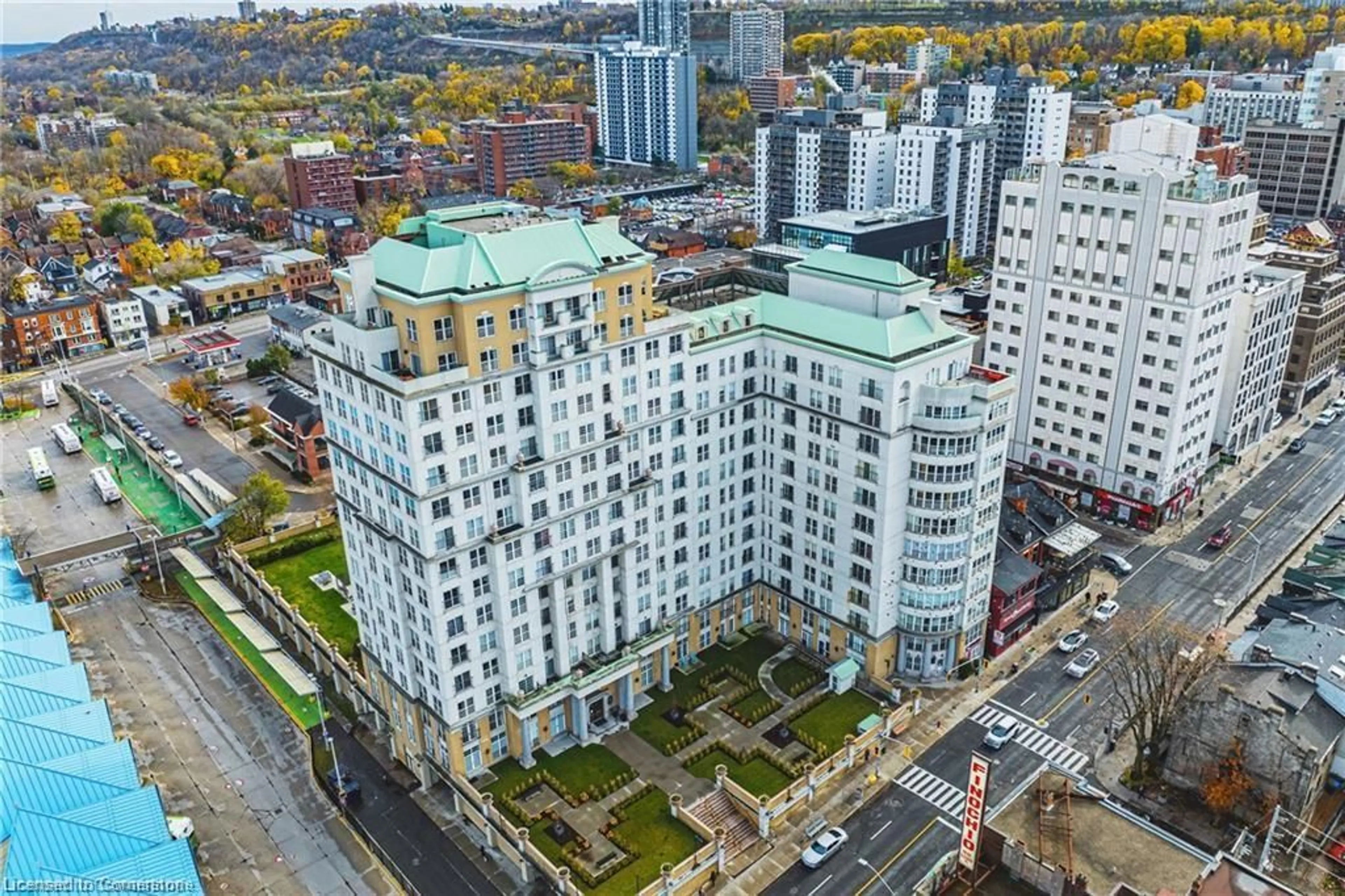 A pic from outside/outdoor area/front of a property/back of a property/a pic from drone, city buildings view from balcony for 135 James St #115, Hamilton Ontario L8P 2Z6