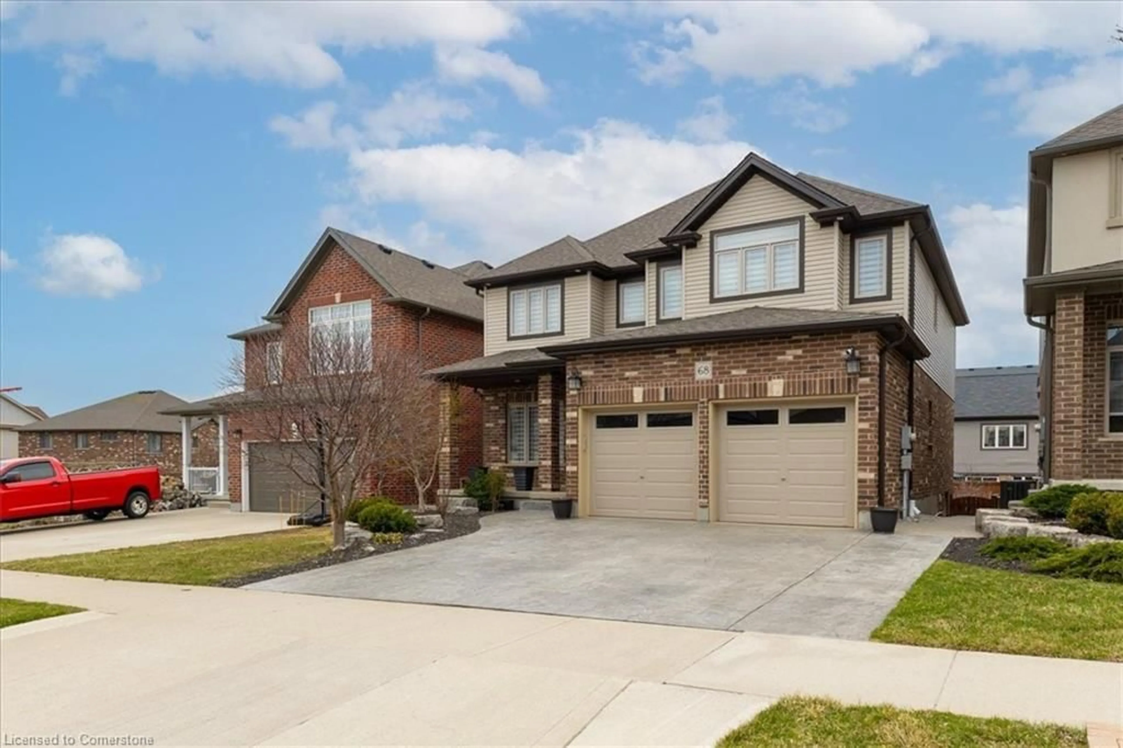 Home with brick exterior material, street for 68 Valleyscape Dr, Kitchener Ontario N2P 0G3