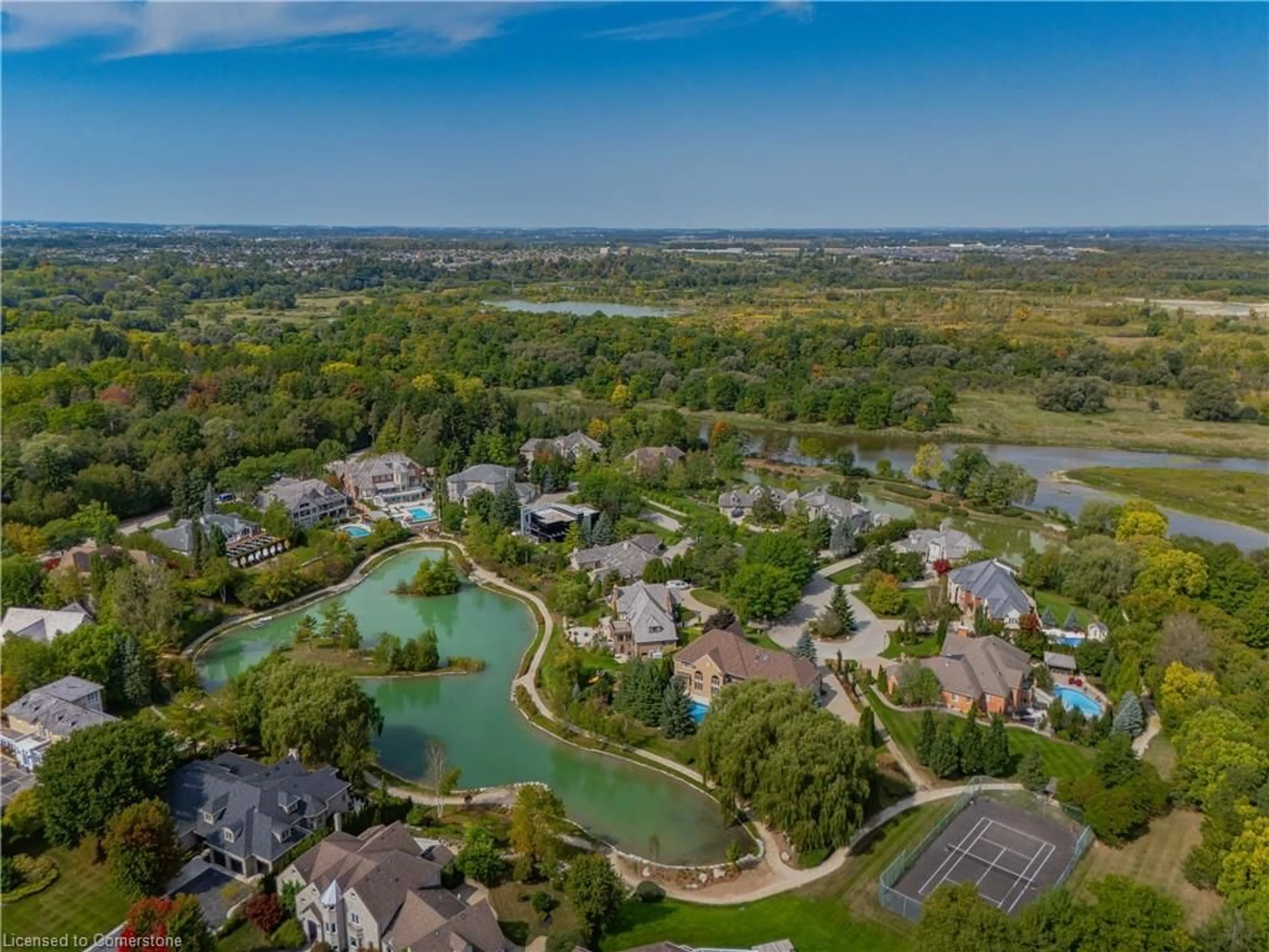 A pic from outside/outdoor area/front of a property/back of a property/a pic from drone, water/lake/river/ocean view for 375 River Oak Pl, Waterloo Ontario N2K 3N8