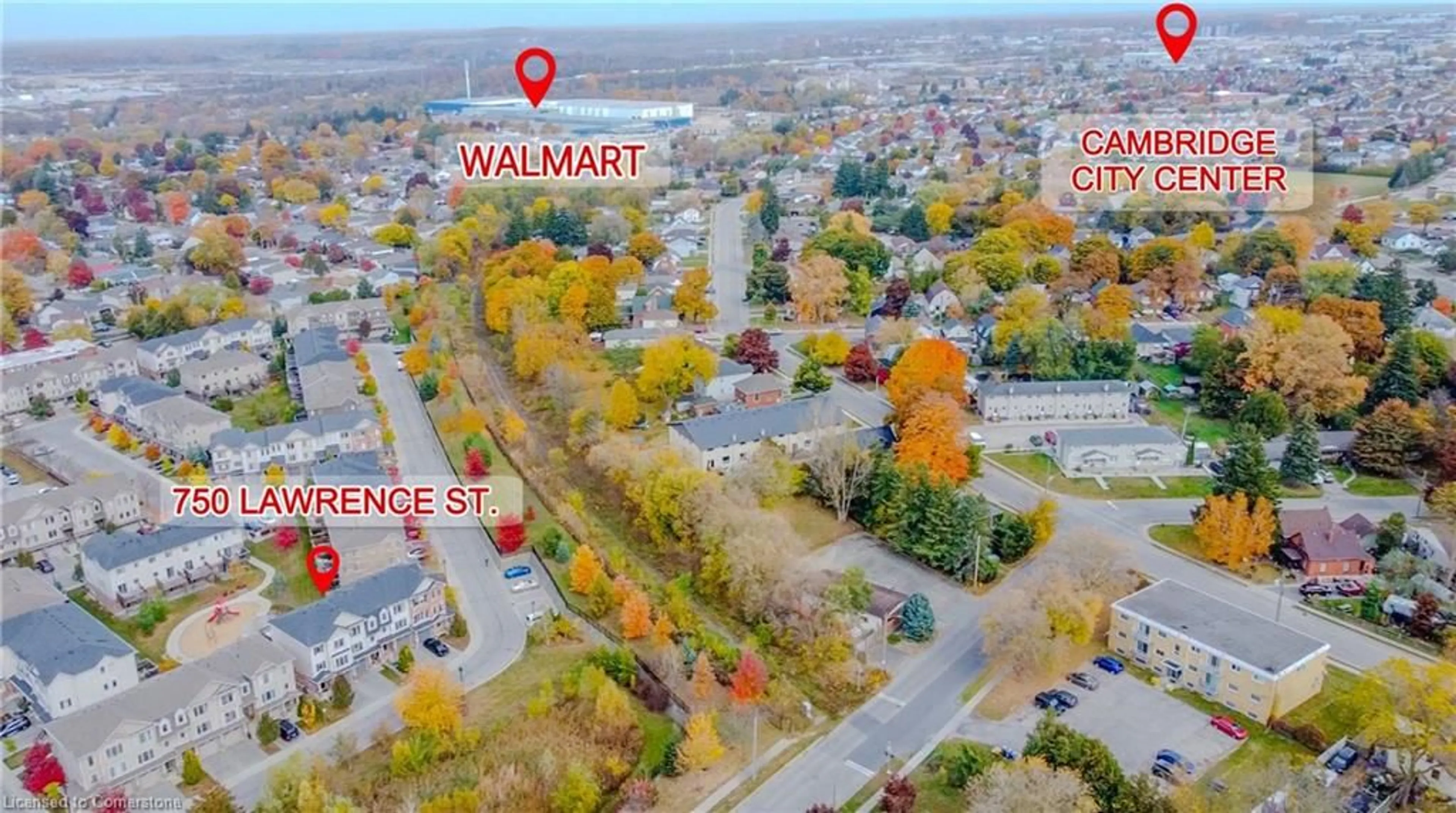 A pic from outside/outdoor area/front of a property/back of a property/a pic from drone, street for 750 Lawrence St #37, Cambridge Ontario N3H 0A9