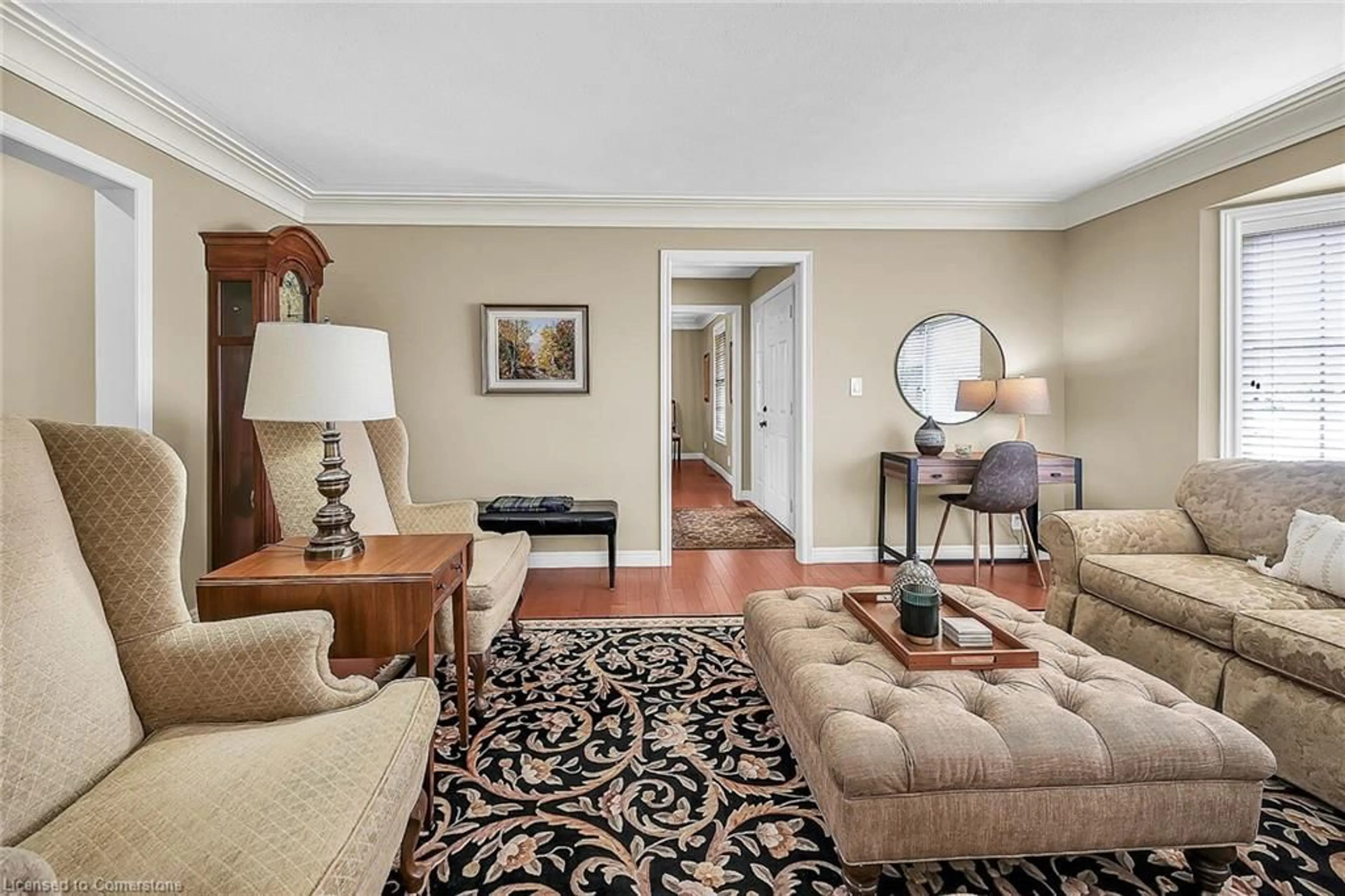 Living room with furniture, carpet floor for 17 Angle St, Simcoe Ontario N3Y 5M6