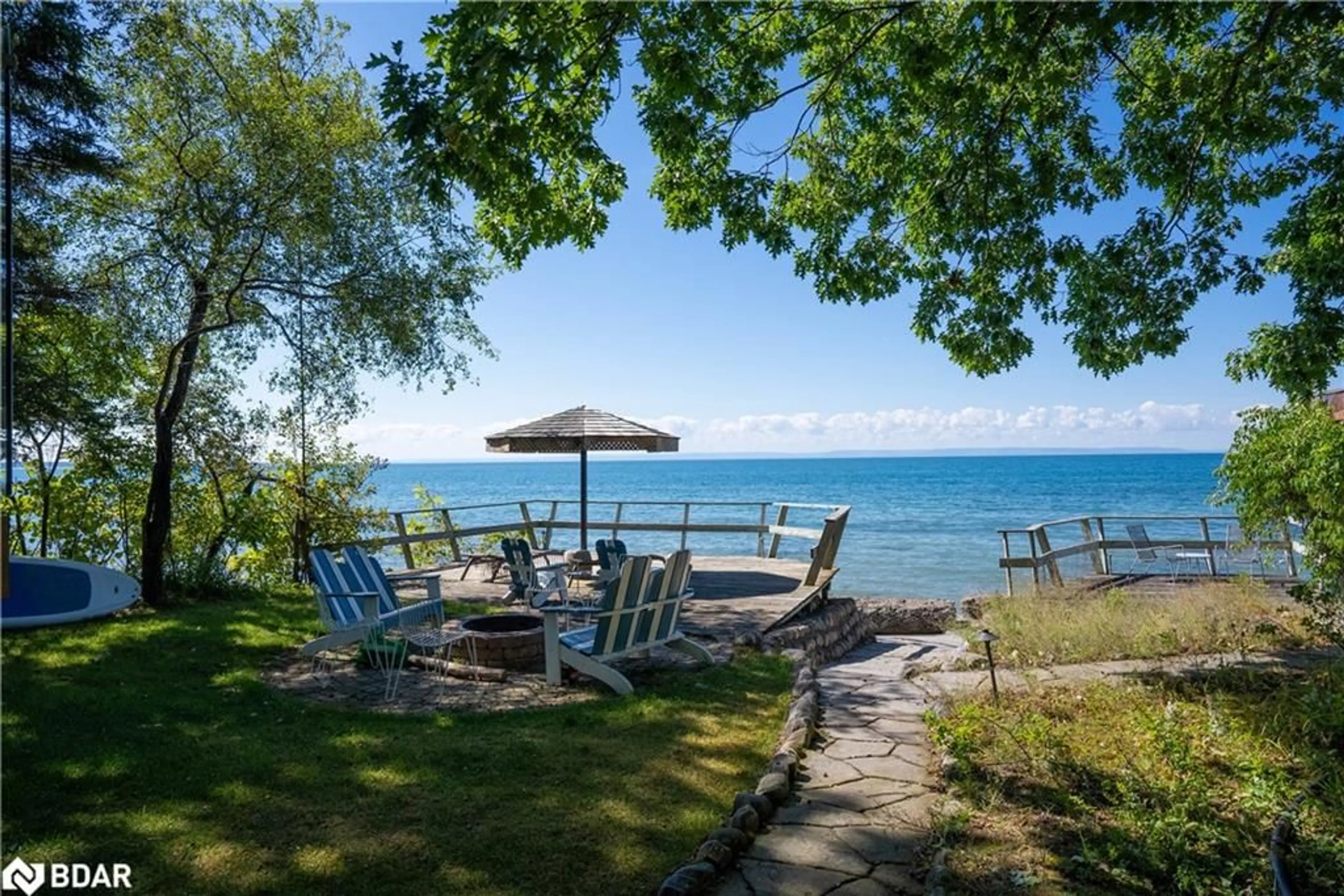 Patio, water/lake/river/ocean view for 36 Tiny Beaches Rd, Balm Beach Ontario L9M 1R3