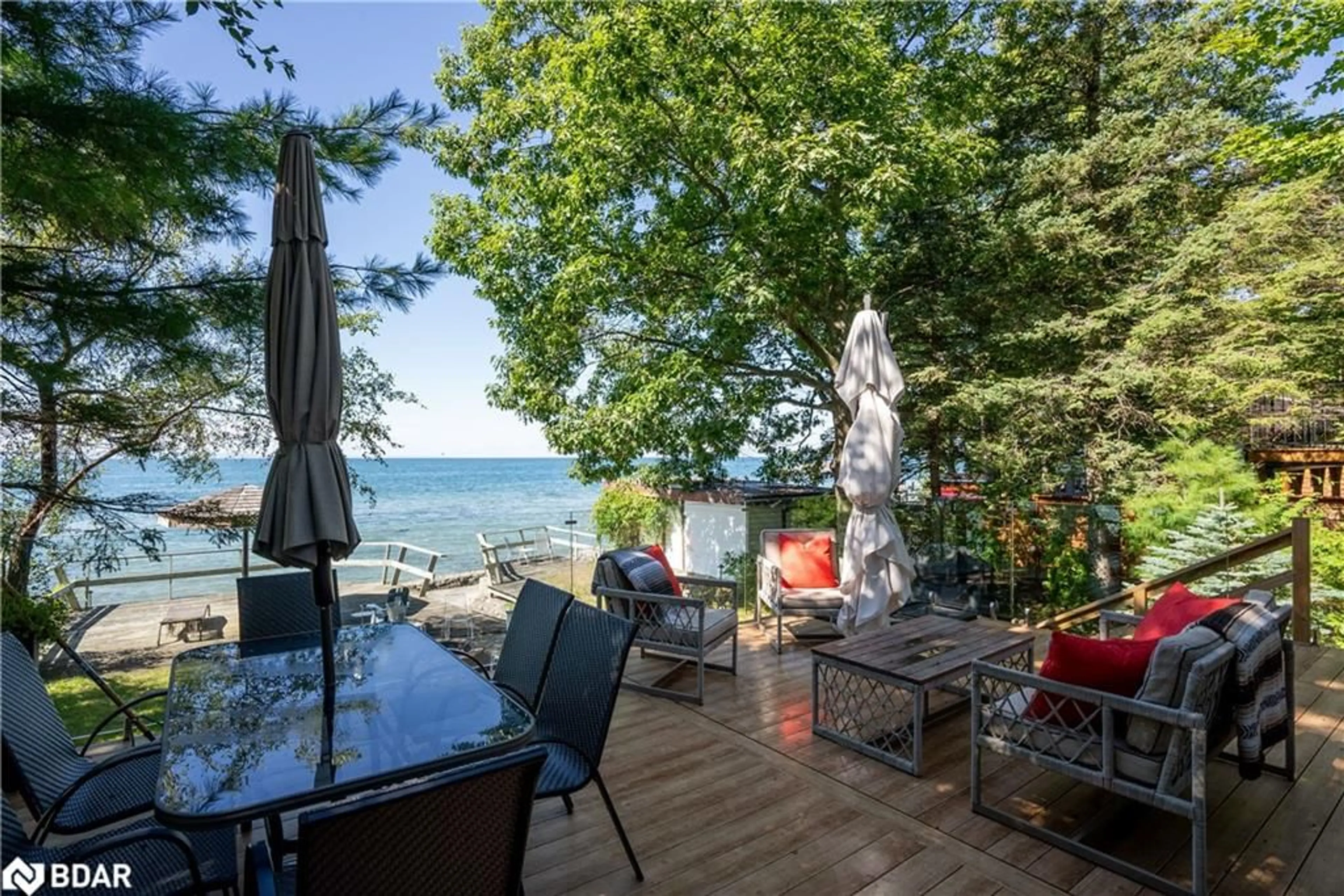 Patio, water/lake/river/ocean view for 36 Tiny Beaches Rd, Balm Beach Ontario L9M 1R3