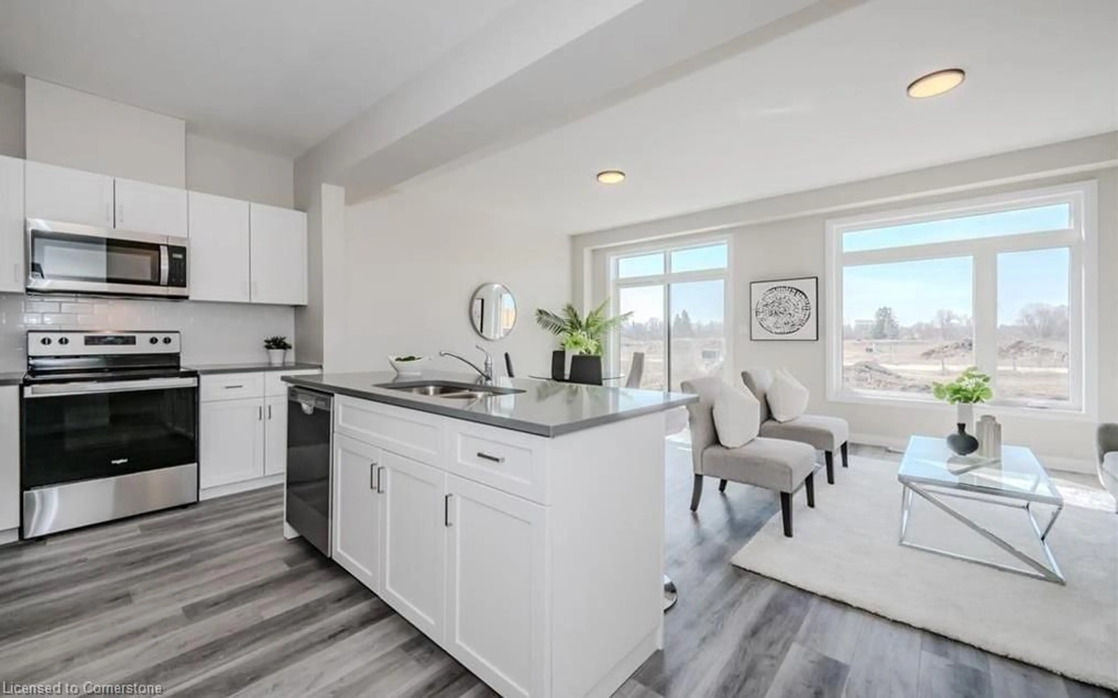 Open concept kitchen, ceramic/tile floor for 73 Ayr Meadows Cres, Ayr Ontario N0B 1E0