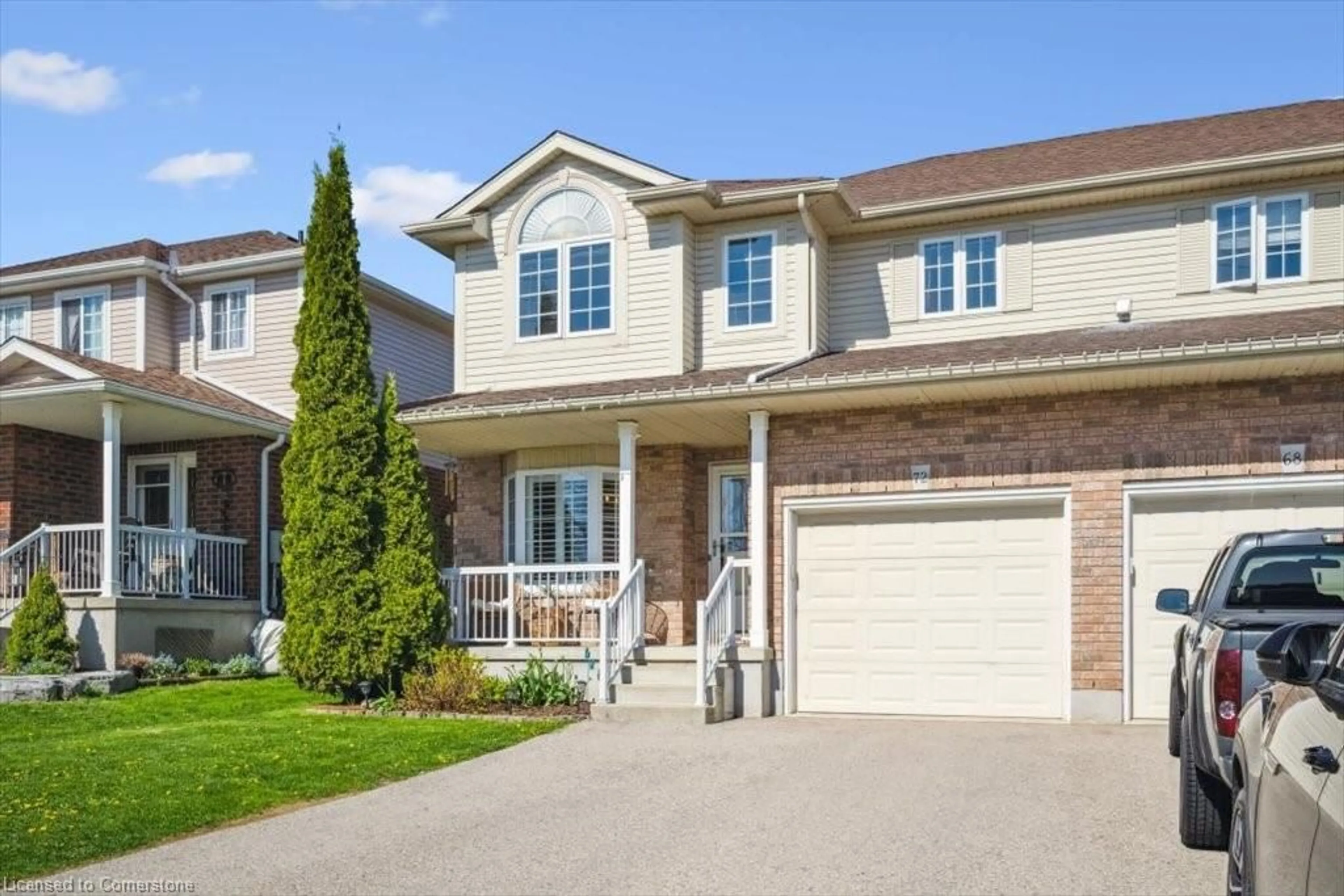 Home with brick exterior material, street for 72 Raising Mill Gate, Elmira Ontario N3B 3N5