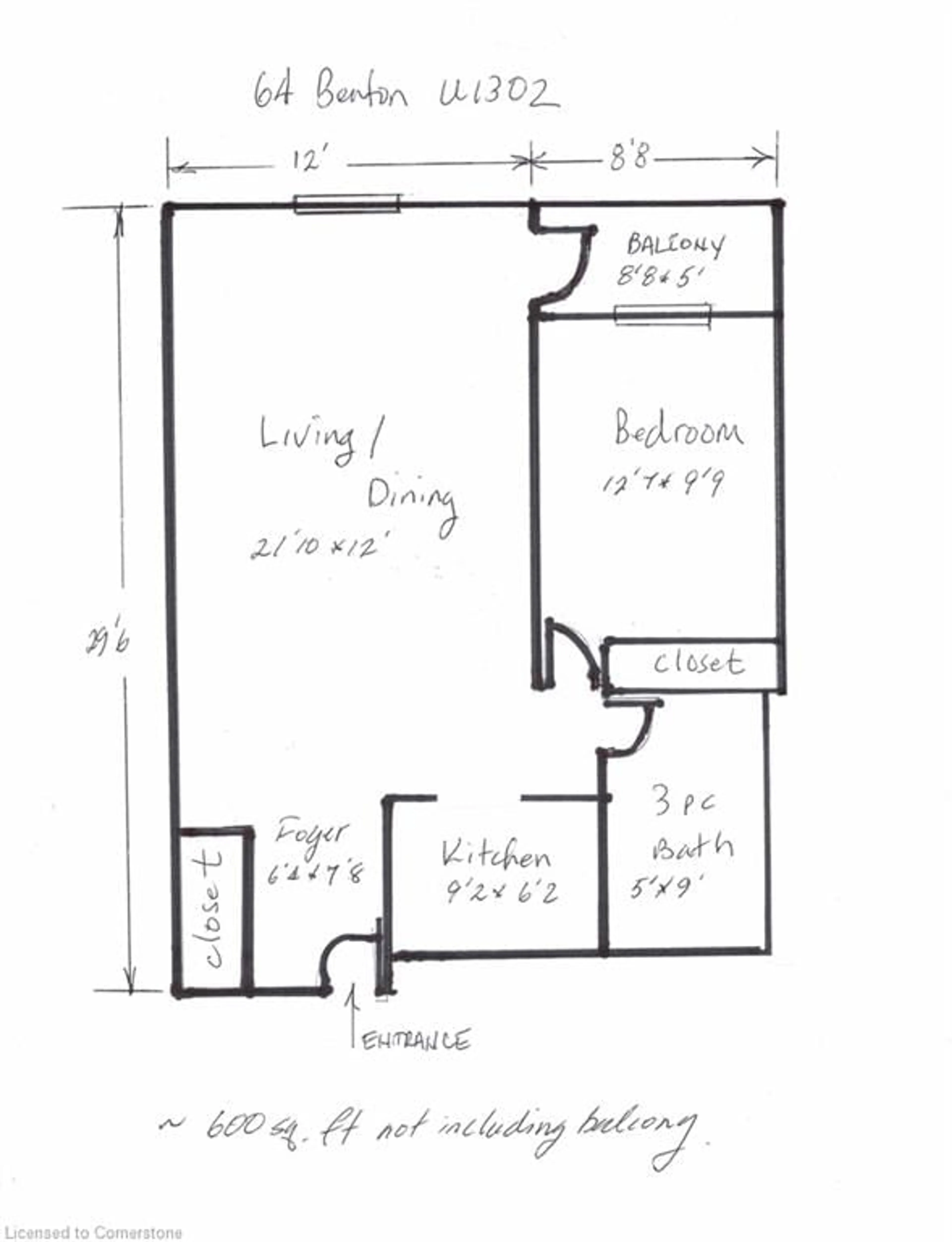 Floor plan for 64 Benton St #1302, Kitchener Ontario N2G 4L9