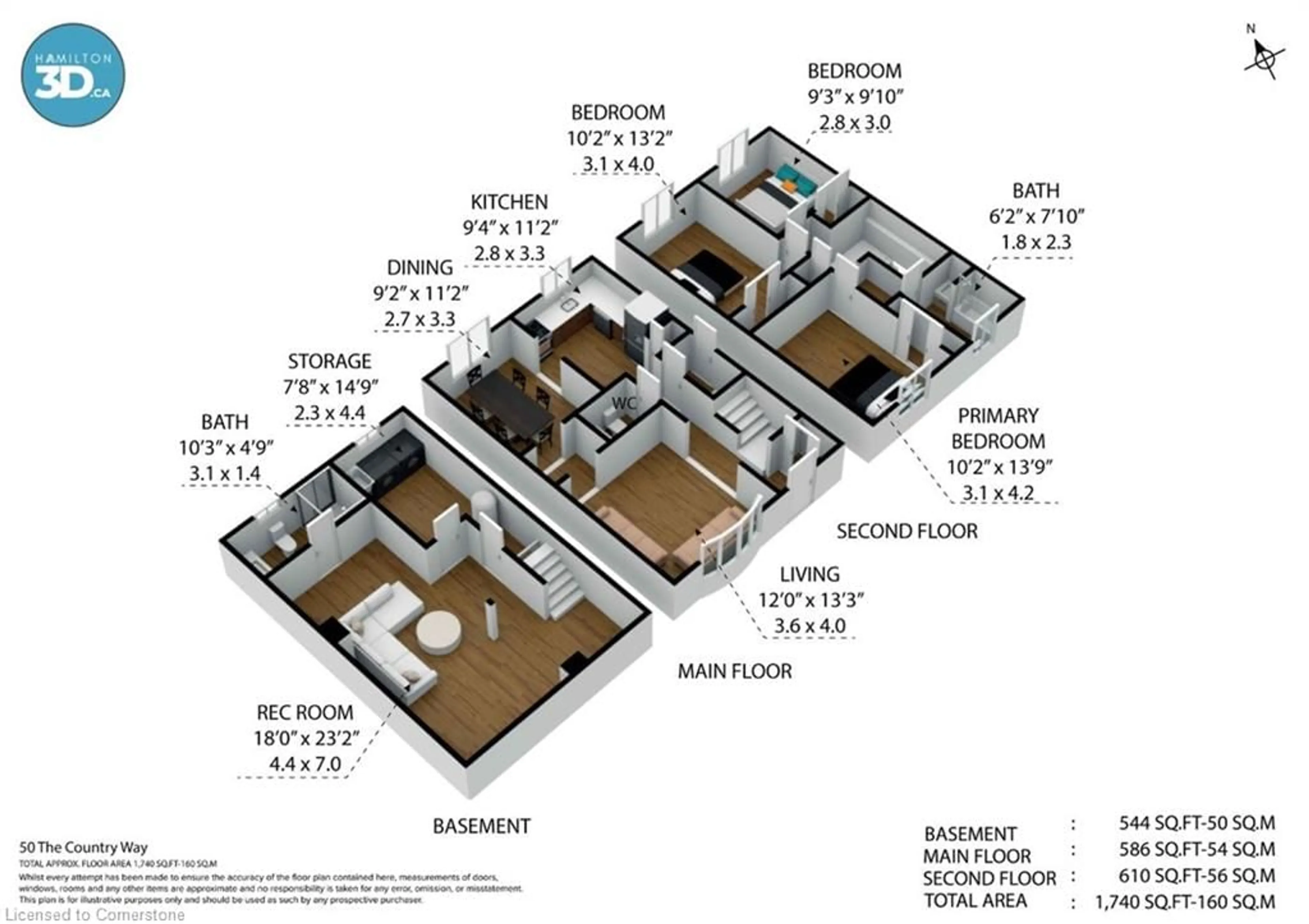 Floor plan for 50 The Country Way, Kitchener Ontario N2E 2K8