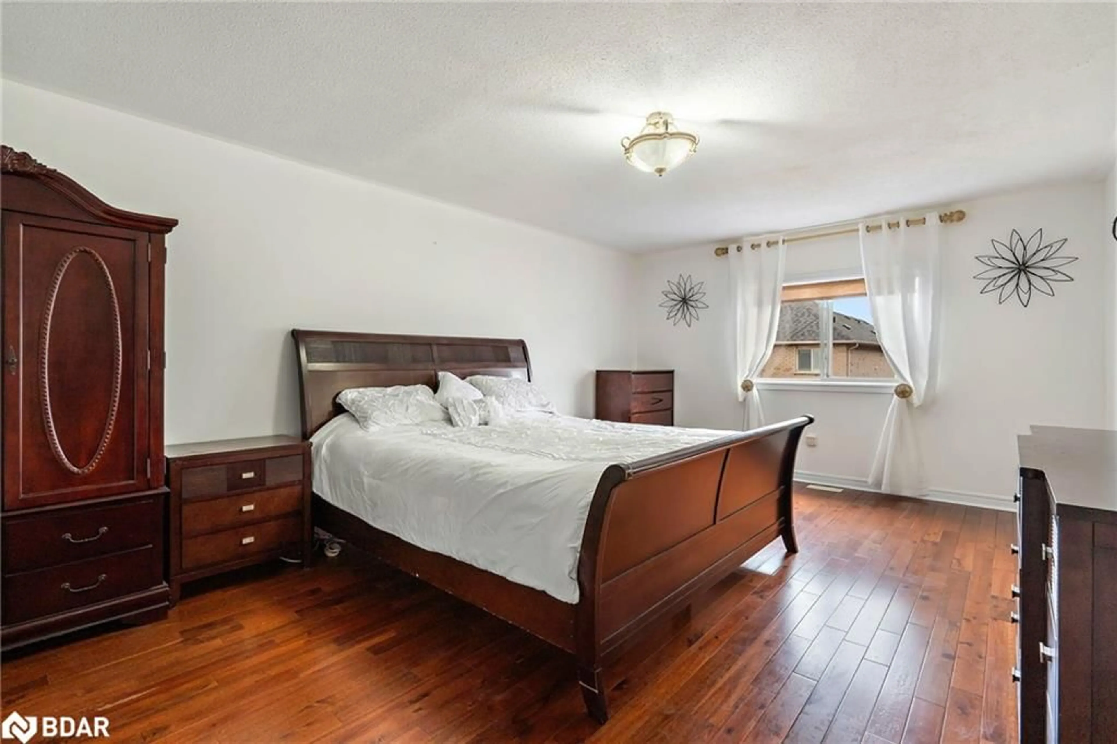 Bedroom with bed, wood/laminate floor for 43 Humbershed Cres, Bolton Ontario L7E 2X3