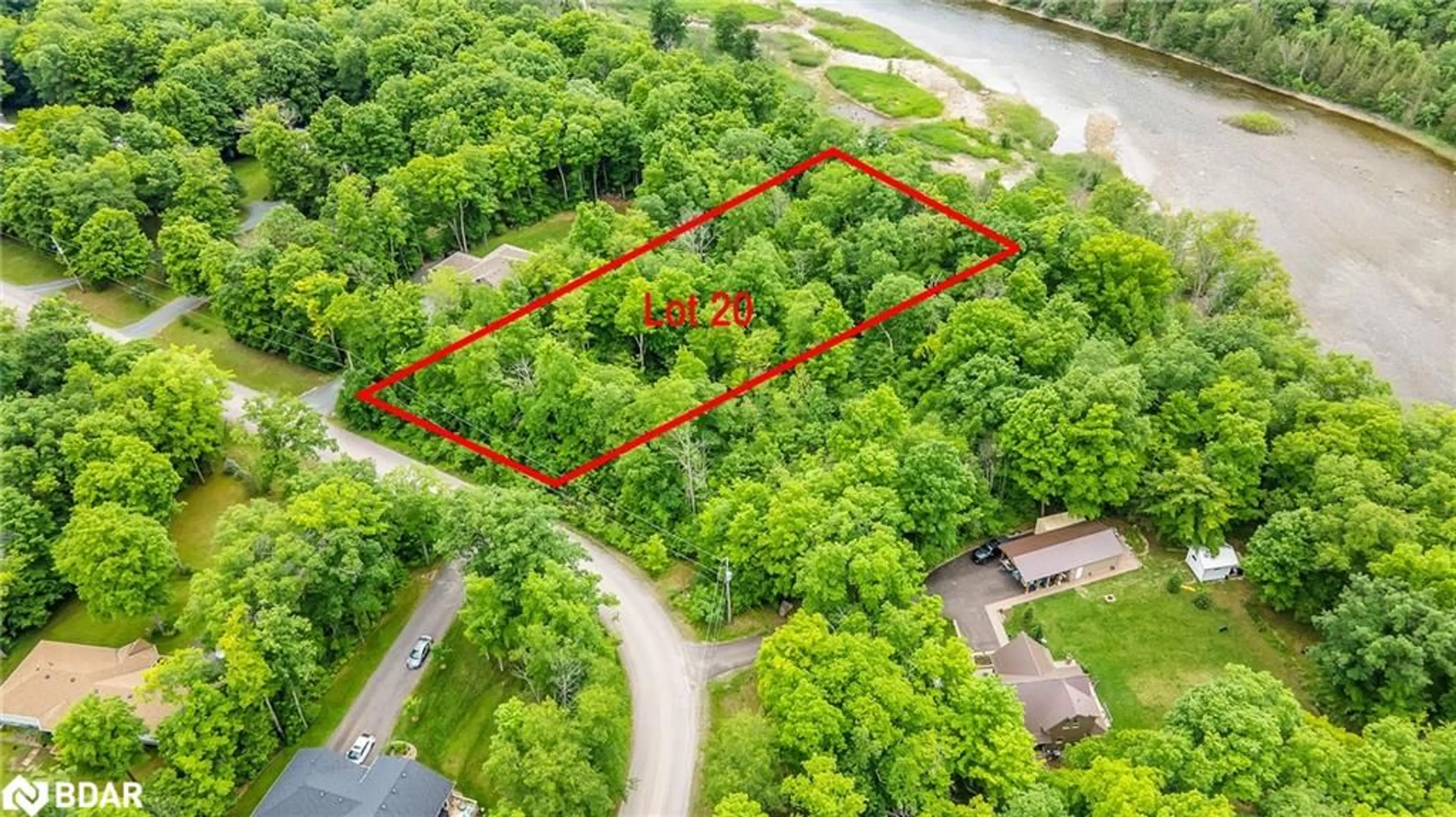 A pic from outside/outdoor area/front of a property/back of a property/a pic from drone, water/lake/river/ocean view for 20 Riverside Drive Dr, Campbellford Ontario K0K 1L0
