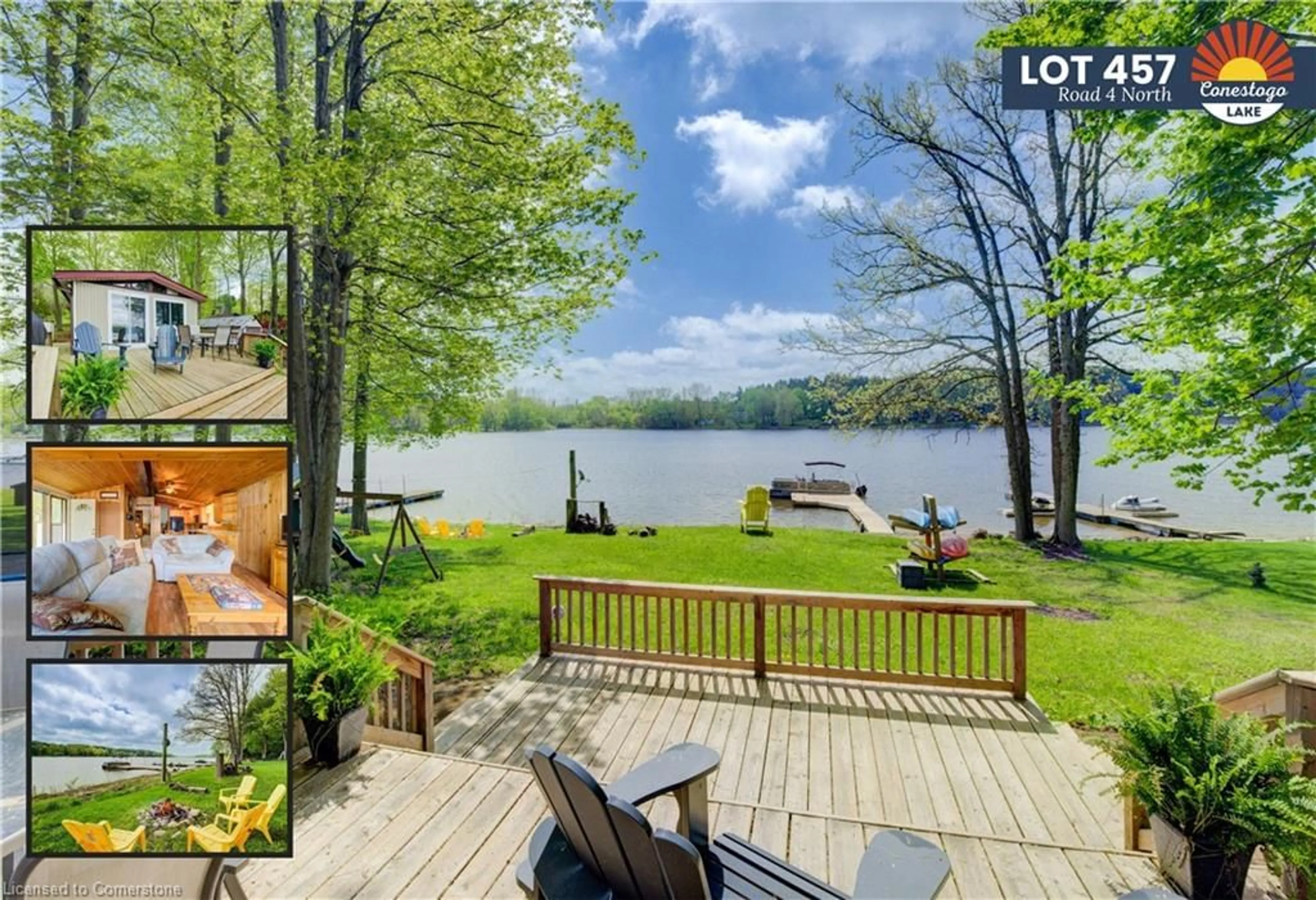 A pic from outside/outdoor area/front of a property/back of a property/a pic from drone, water/lake/river/ocean view for 457 Road 4, Conestogo Lake Ontario N0G 1P0