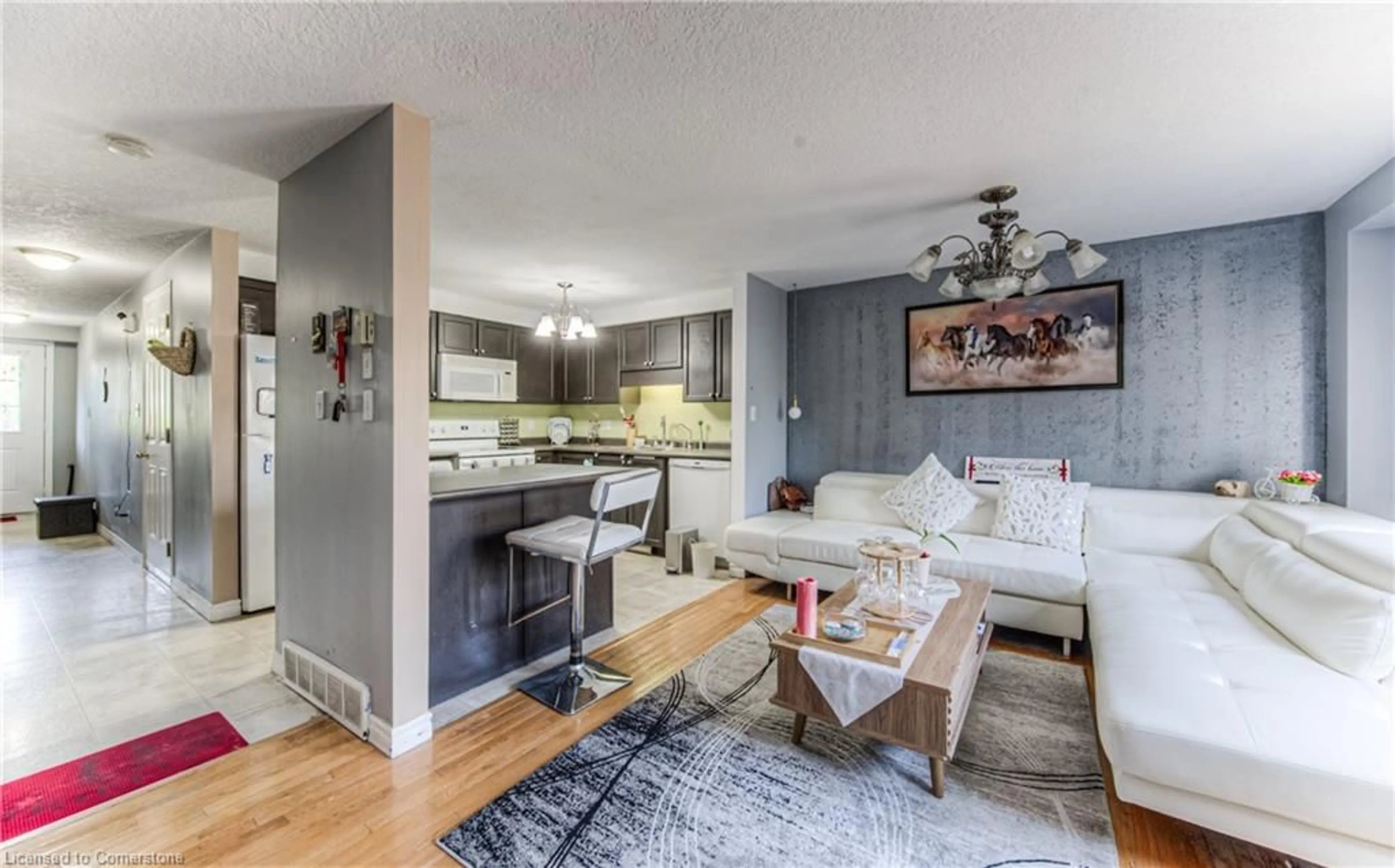 Open concept kitchen, wood/laminate floor for 86 Rochefort St, Kitchener Ontario N2R 1V6