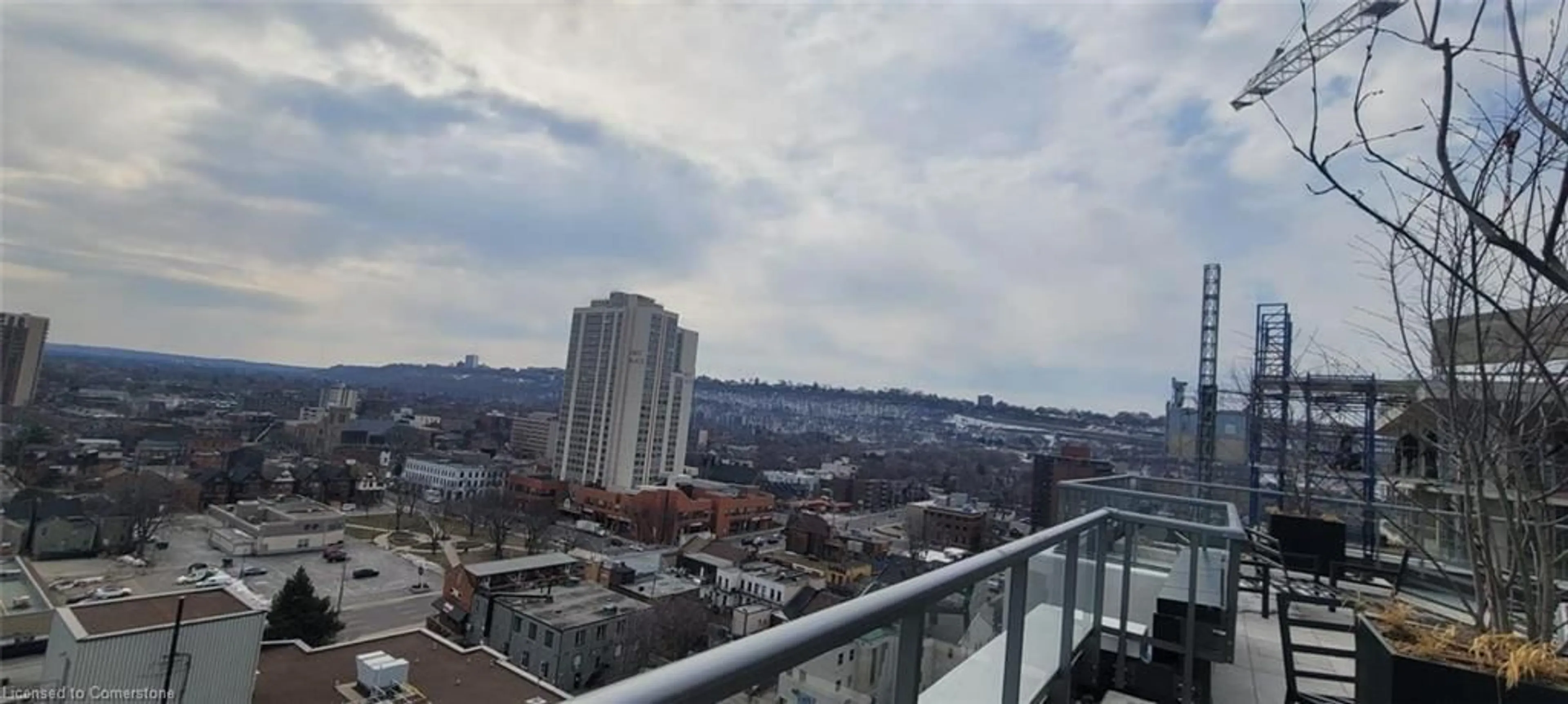 Balcony in the apartment, city buildings view from balcony for 212 King William St #801, Hamilton Ontario L8N 1B5