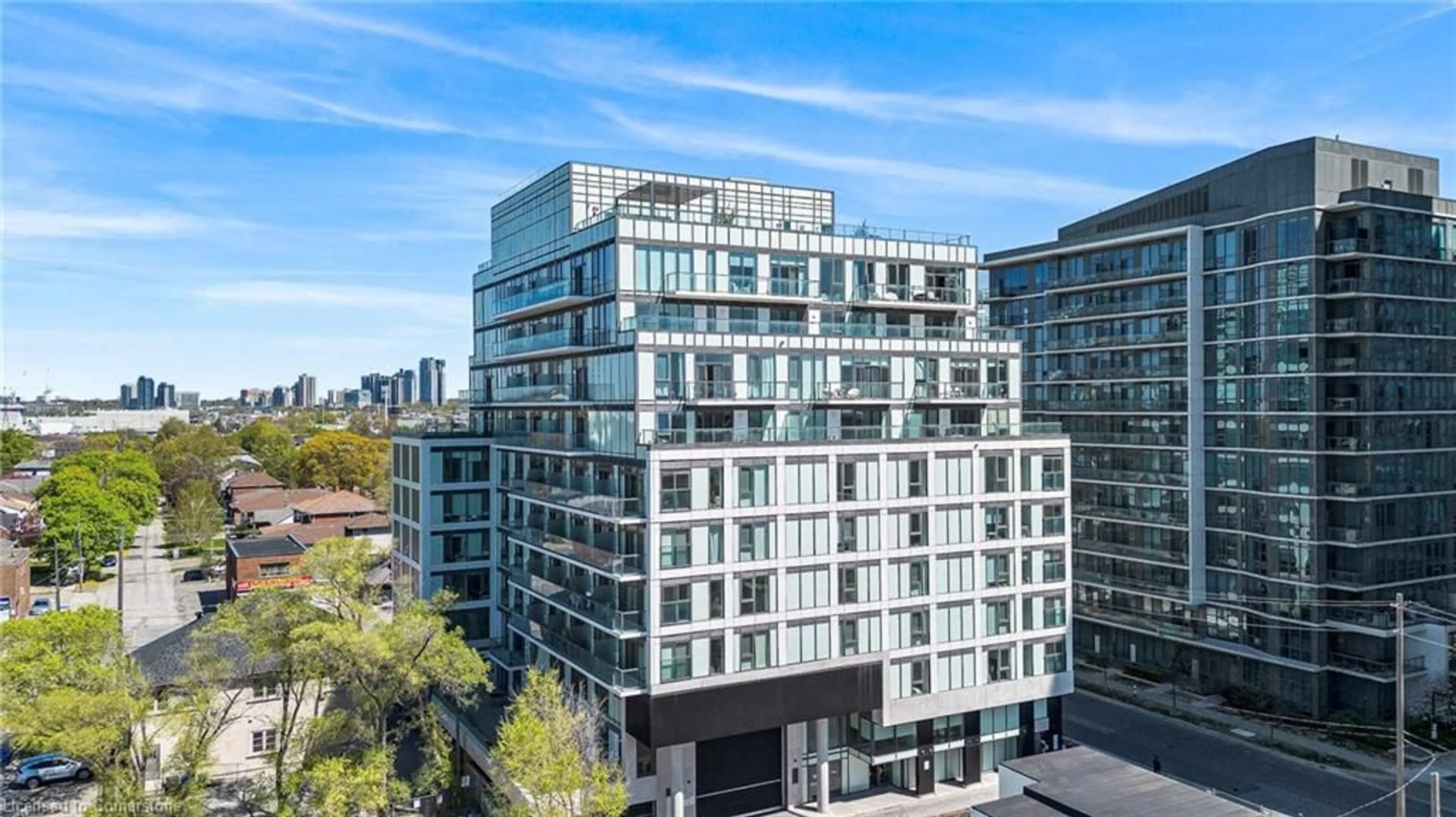 A pic from outside/outdoor area/front of a property/back of a property/a pic from drone, city buildings view from balcony for 1195 The Queensway Ave #PH1007, Toronto Ontario M8Z 0H1