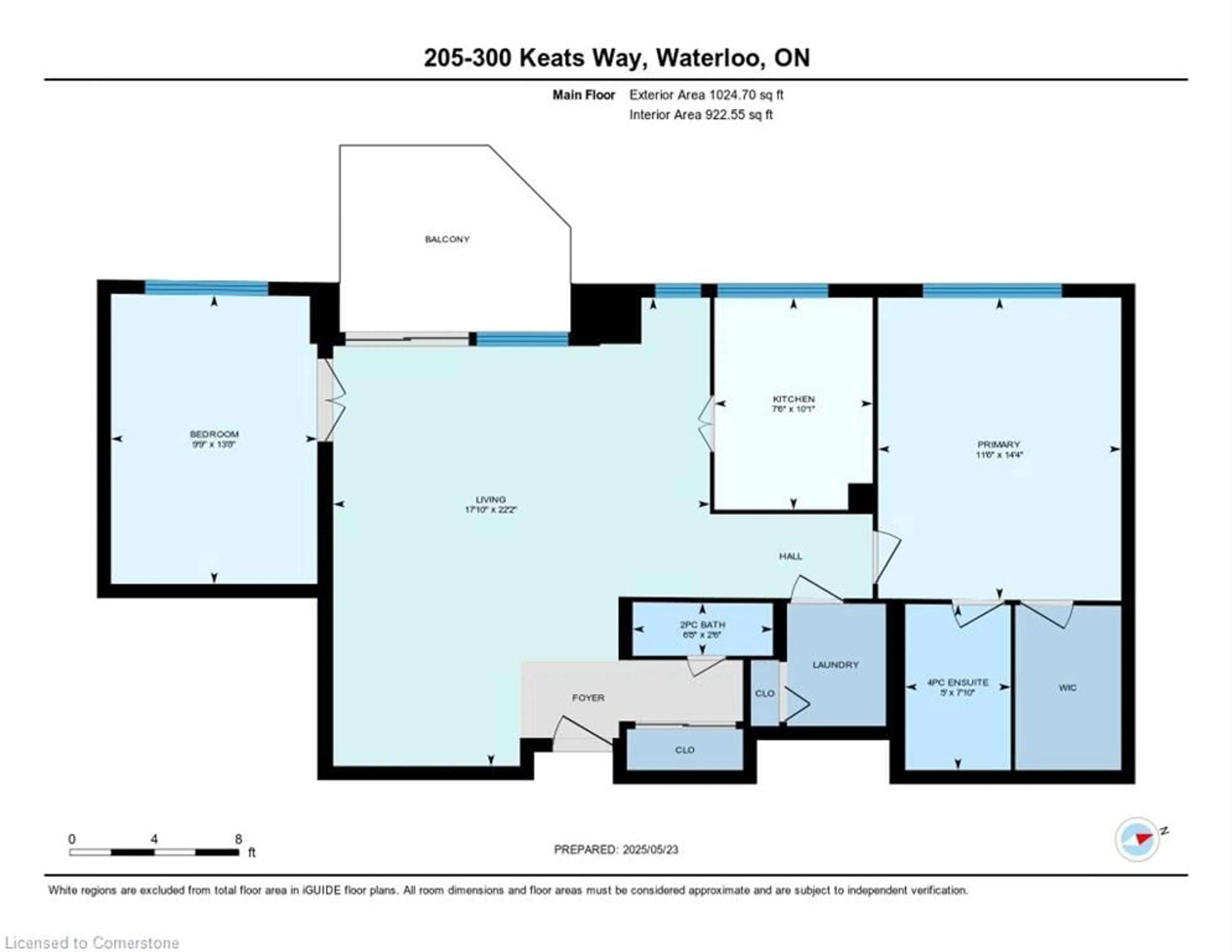Floor plan for 300 Keats Way #205, Waterloo Ontario N2L 6E6