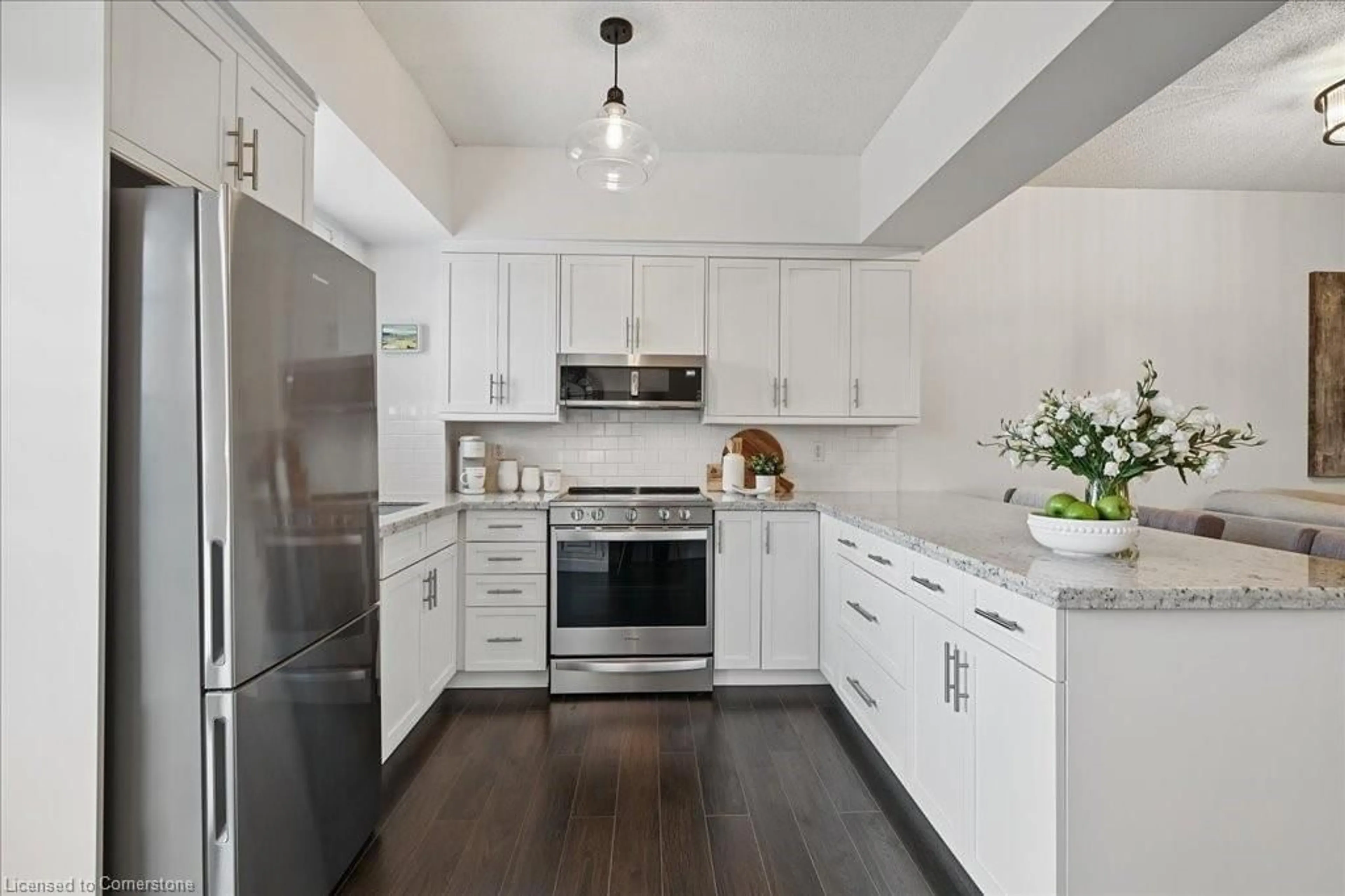 Contemporary kitchen, ceramic/tile floor for 4006 Kilmer Dr #310, Burlington Ontario L7M 4W4