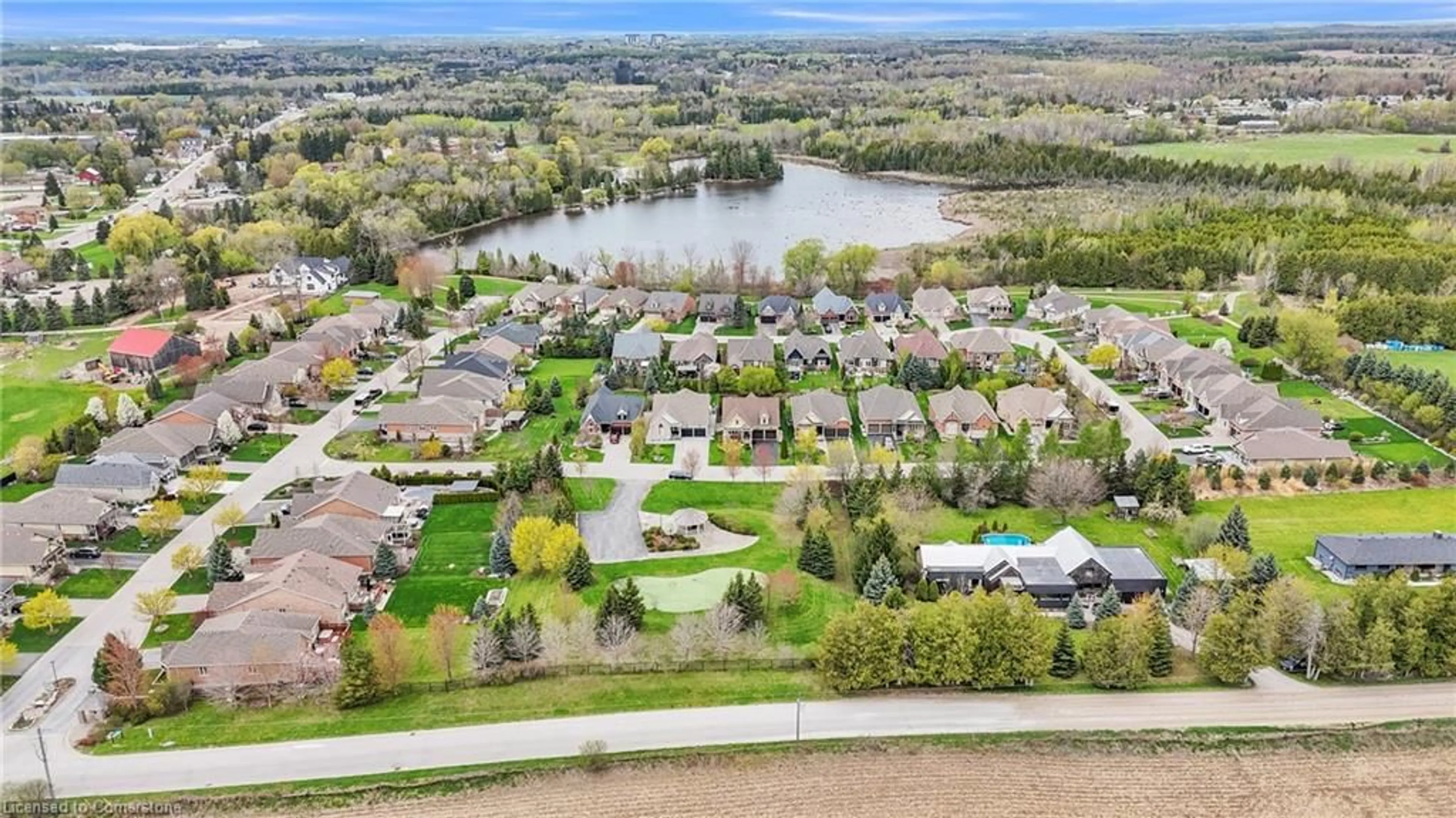 A pic from outside/outdoor area/front of a property/back of a property/a pic from drone, water/lake/river/ocean view for 153 Aberfoyle Mill Cres, Aberfoyle Ontario N0B 2J0