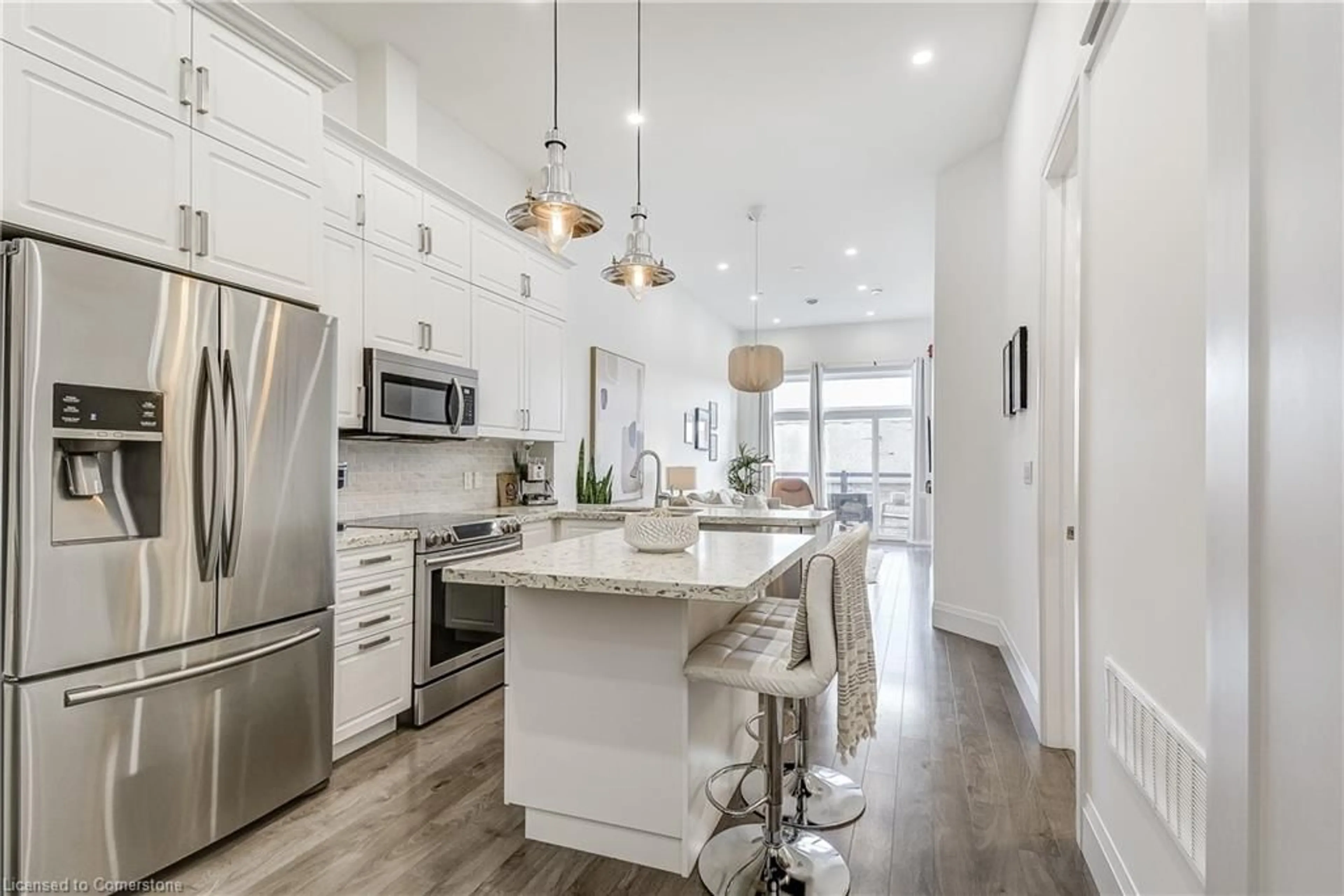 Open concept kitchen, ceramic/tile floor for 85 Morrell St #218A, Brantford Ontario N3T 4J6