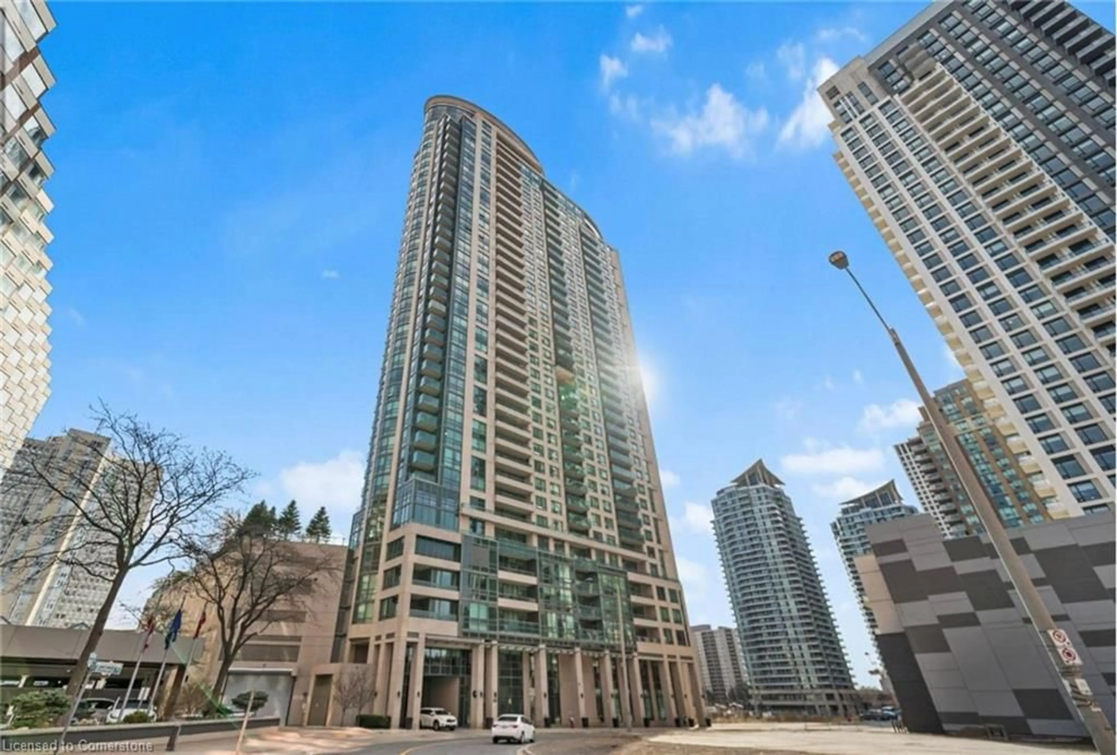 Patio, city buildings view from balcony for 208 Enfield Pl #2108, Mississauga Ontario L5B 0G8