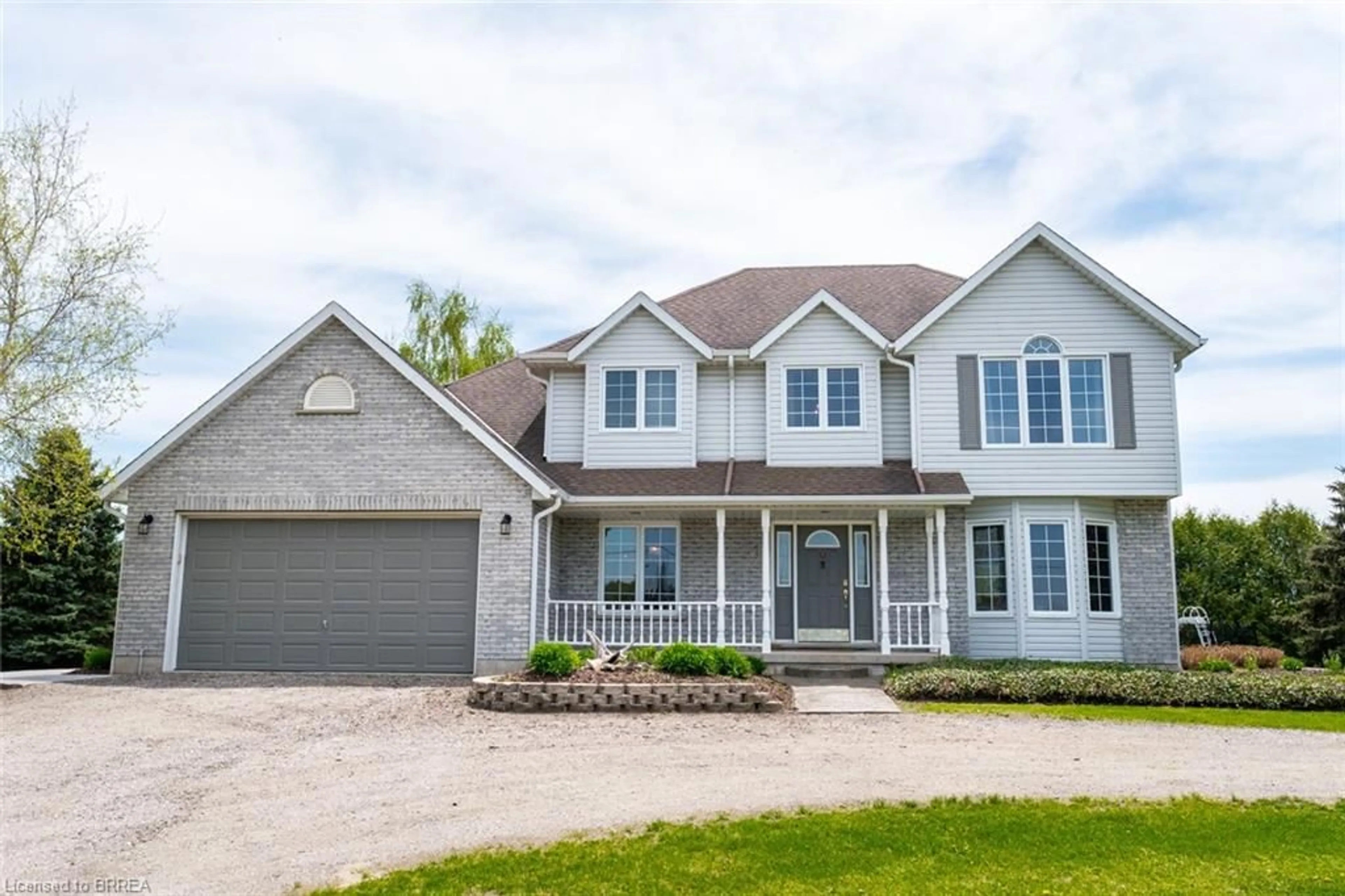 Home with vinyl exterior material, street for 1 Fourth Concession Rd, Burford Ontario N0E 1A0