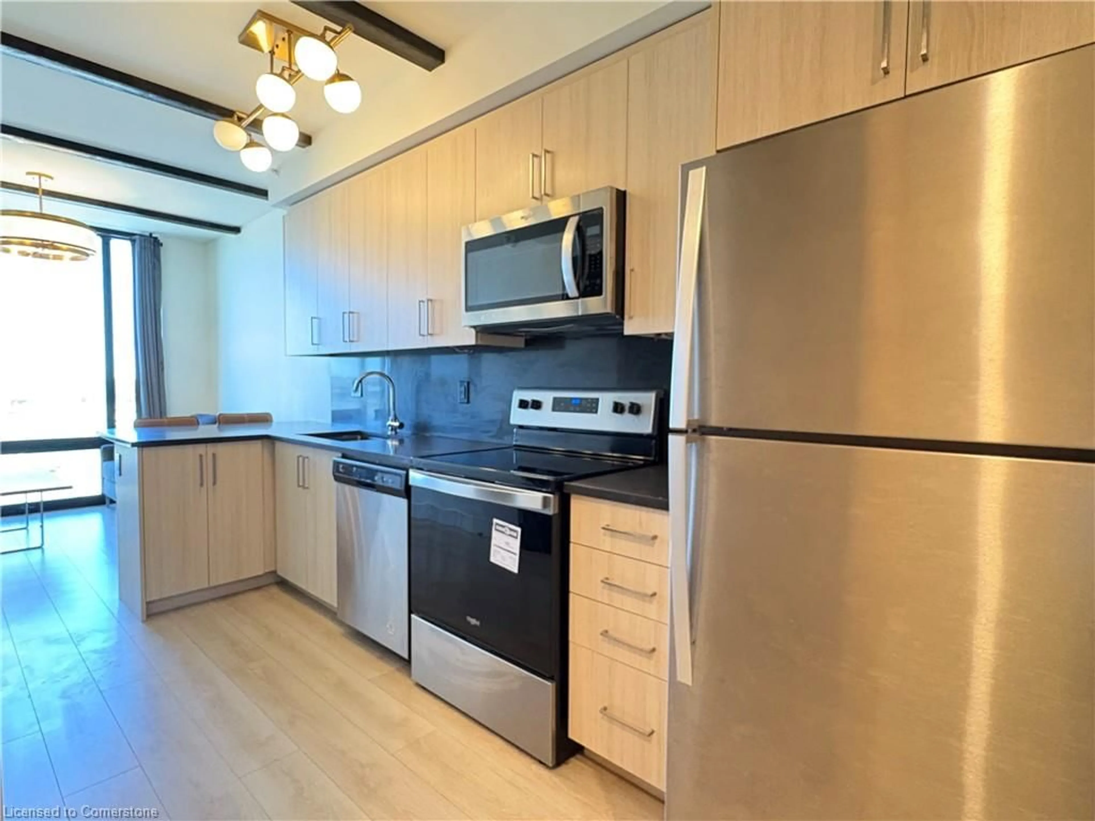 Standard kitchen, wood/laminate floor for 145 Columbia St #1402, Waterloo Ontario N2L 0K7