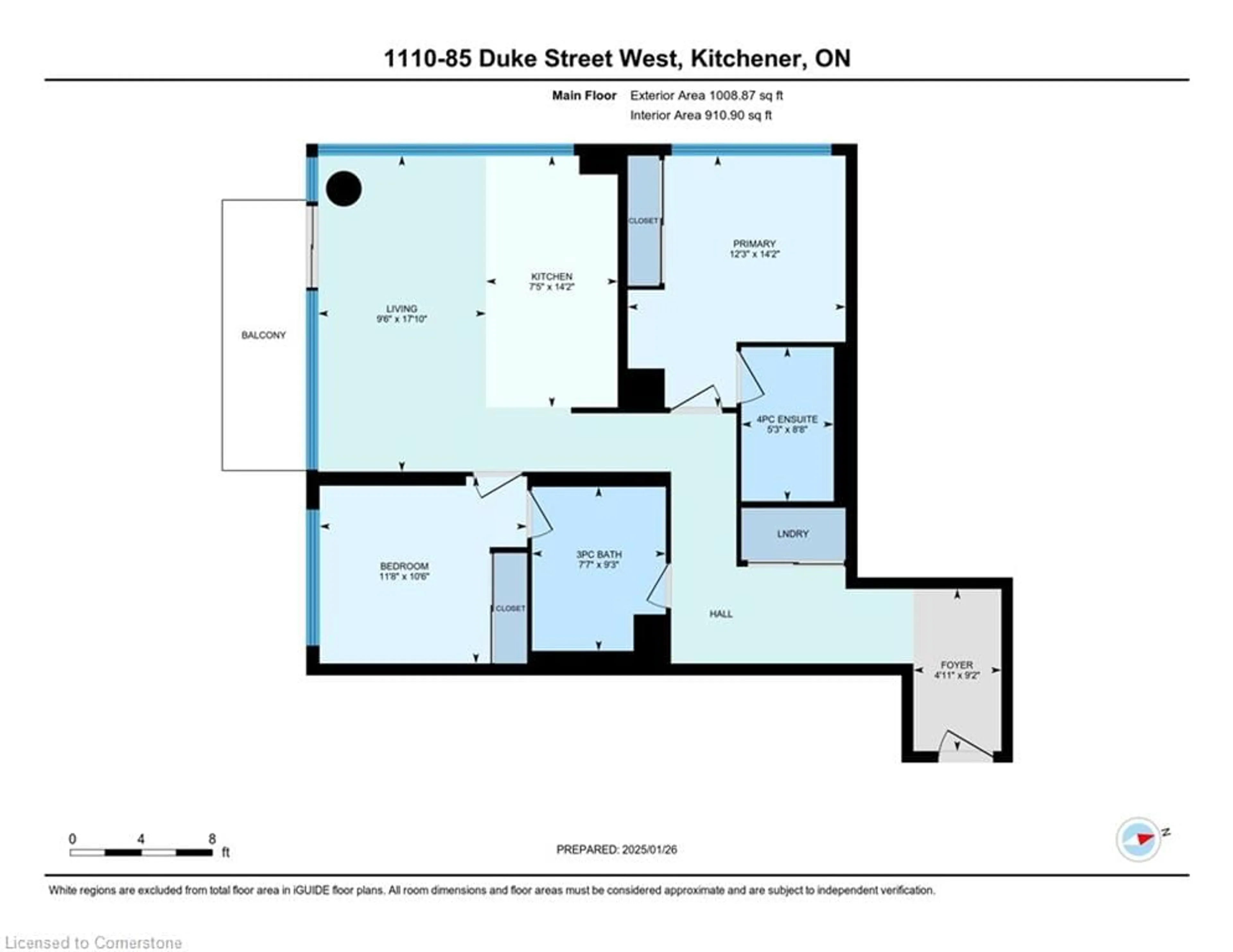 Floor plan for 85 Duke St #1110, Kitchener Ontario N2H 4Y7