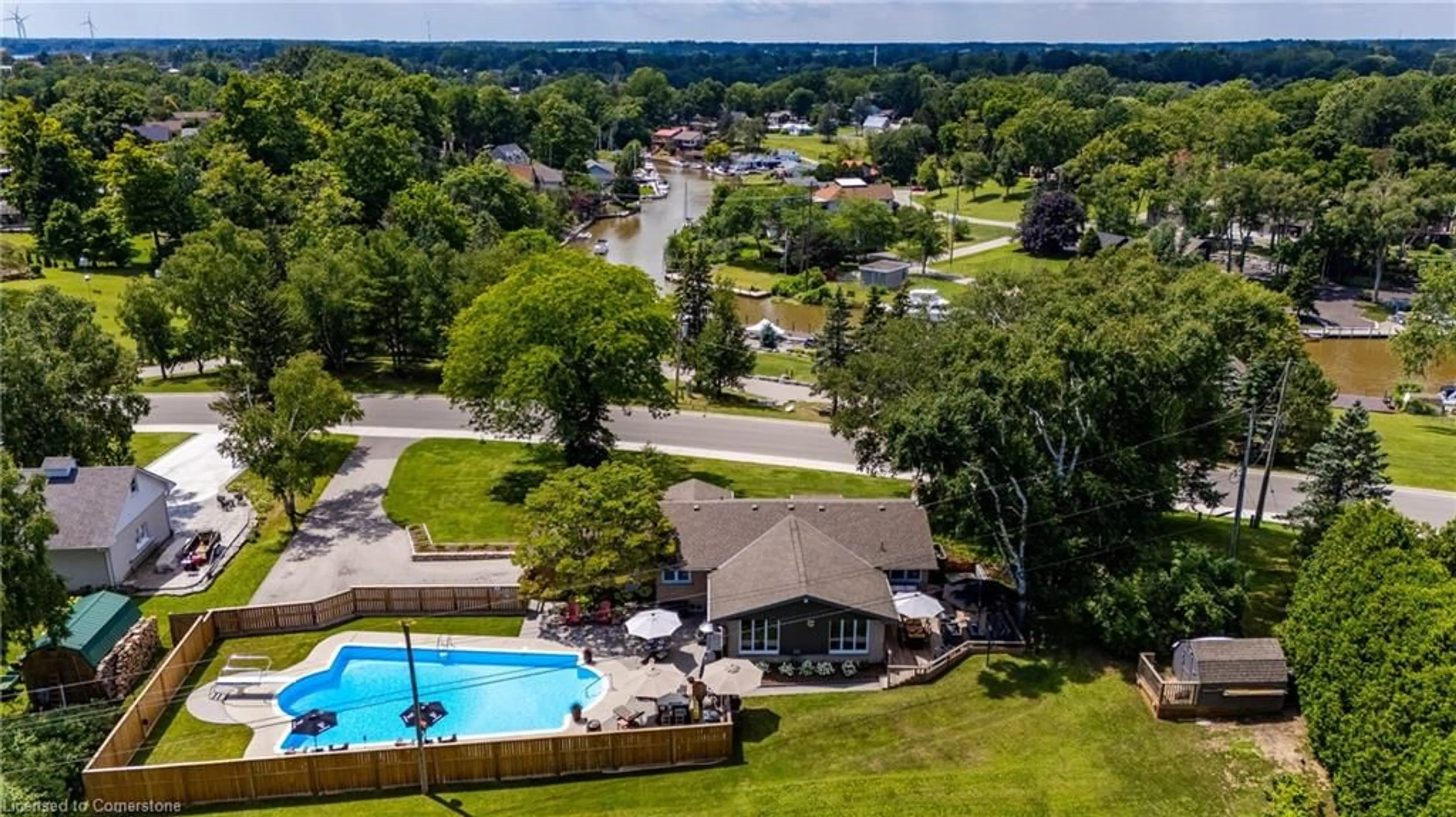 A pic from outside/outdoor area/front of a property/back of a property/a pic from drone, water/lake/river/ocean view for 28 Donjon Blvd, Port Dover Ontario N0A 1N7