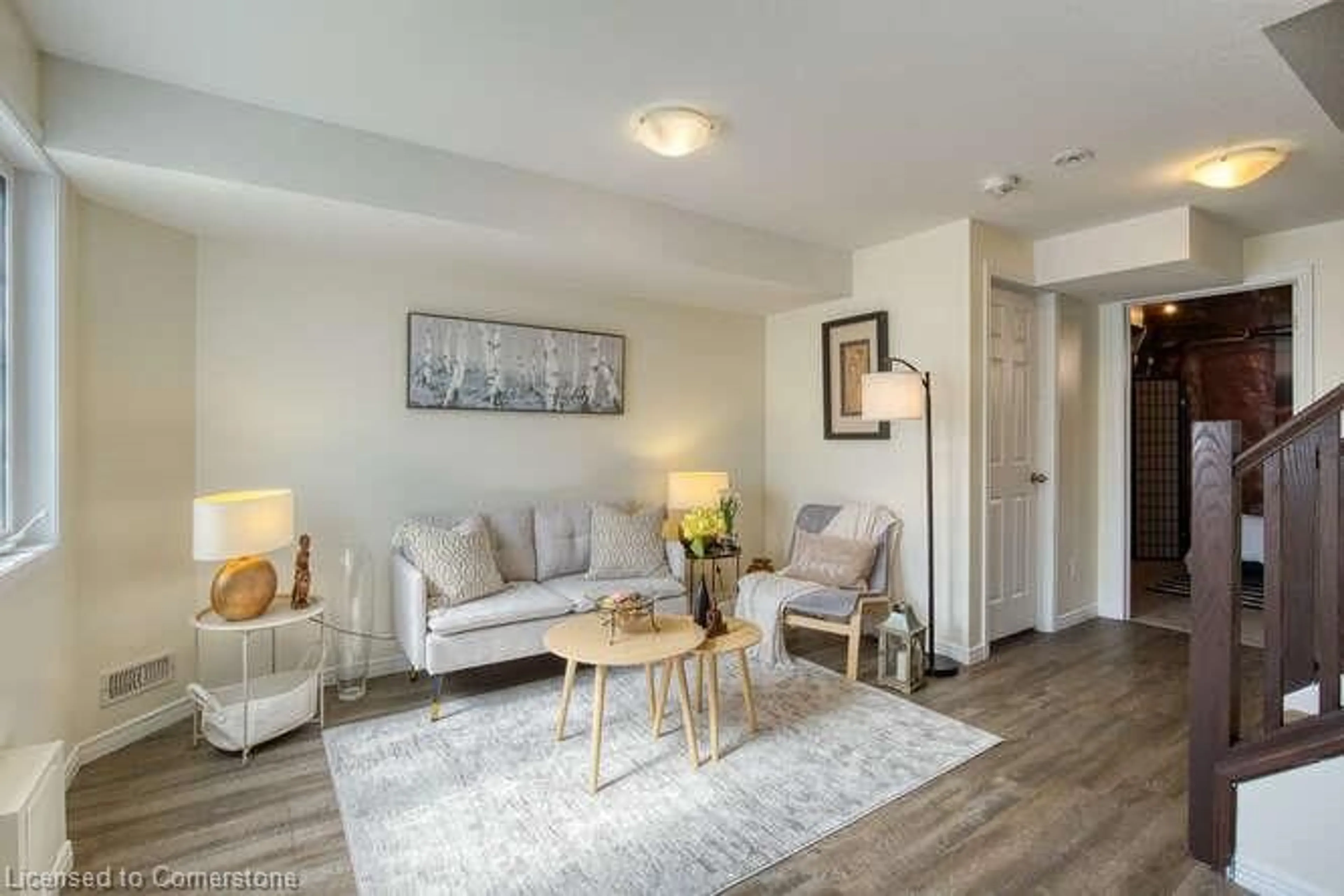 Living room with furniture, wood/laminate floor for 350 Dundas St #20, Cambridge Ontario N1R 5S2
