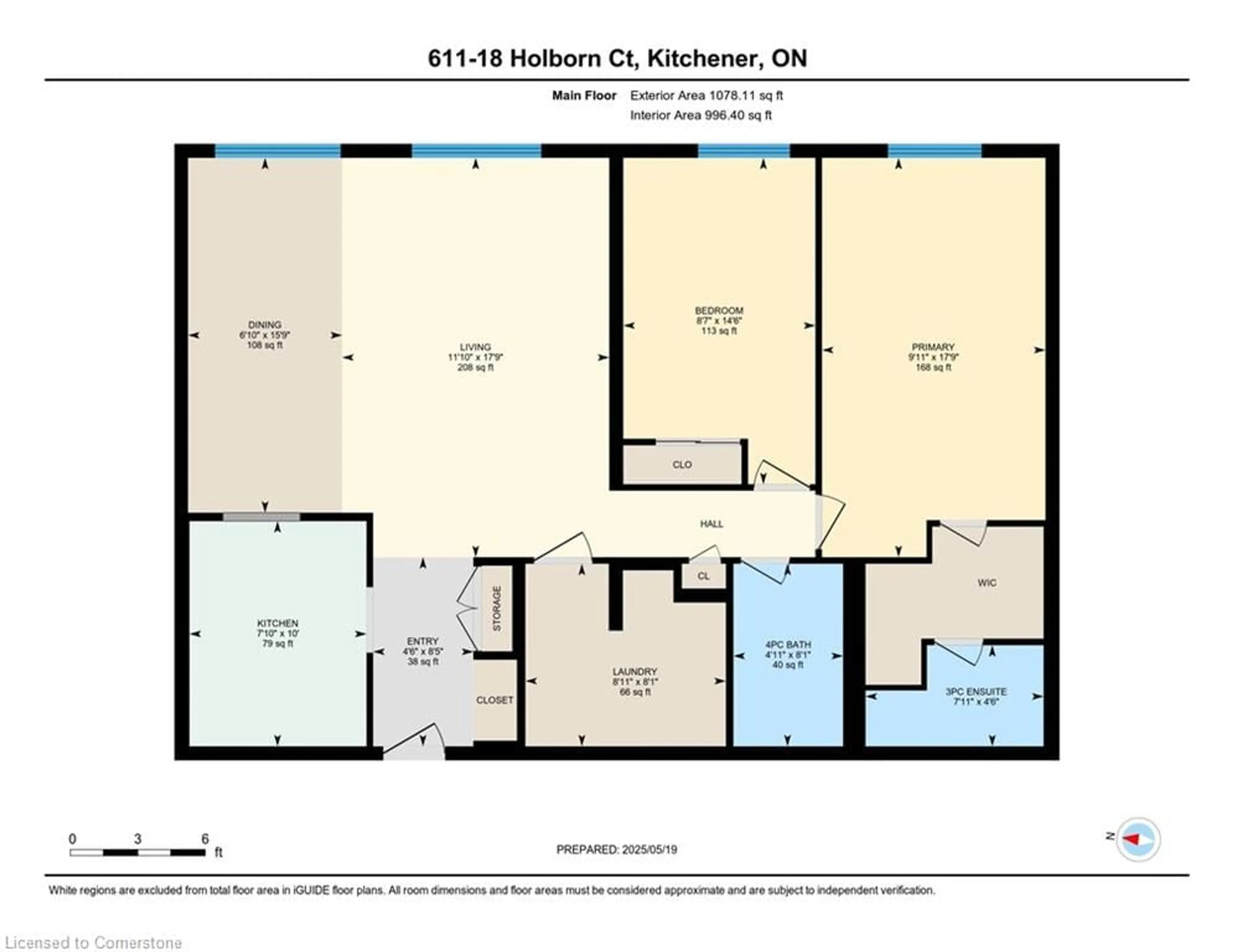 Floor plan for 18 Holborn Crt #611, Kitchener Ontario N2A 4A1