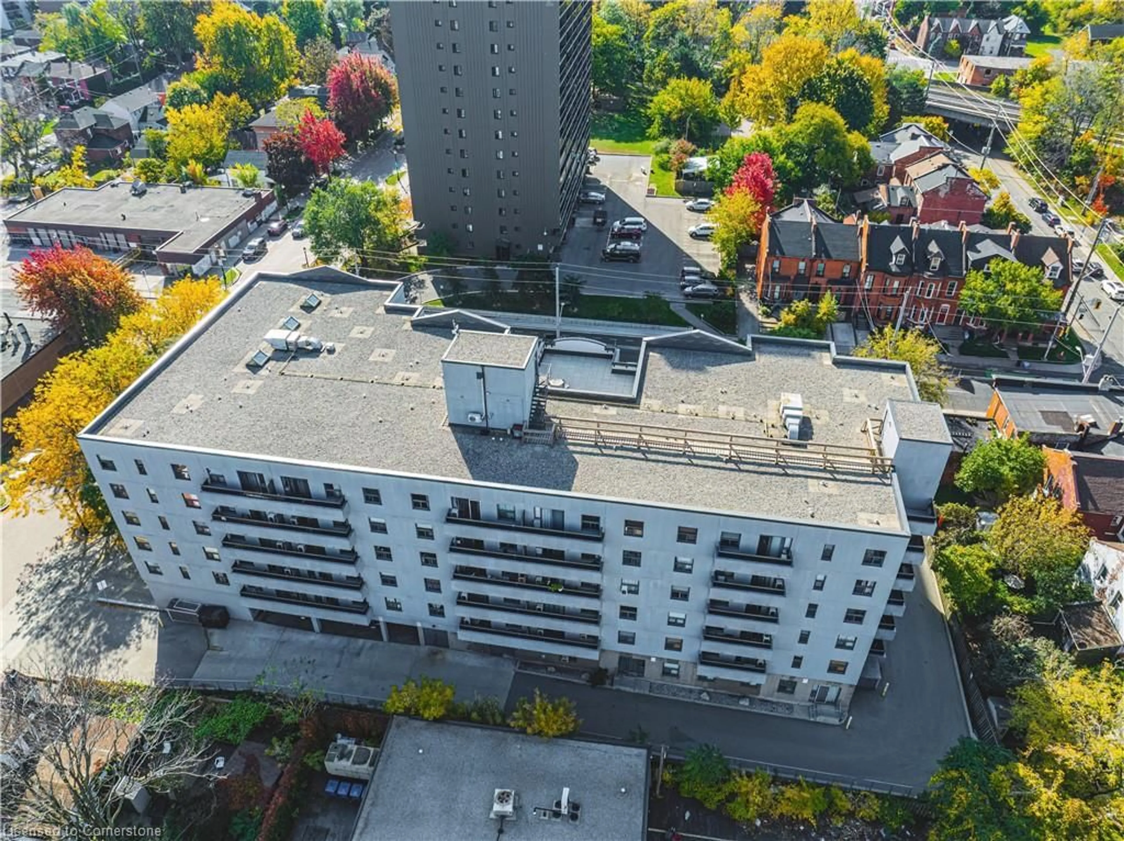 A pic from outside/outdoor area/front of a property/back of a property/a pic from drone, city buildings view from balcony for 175 Hunter St #504, Hamilton Ontario L8N 4E7
