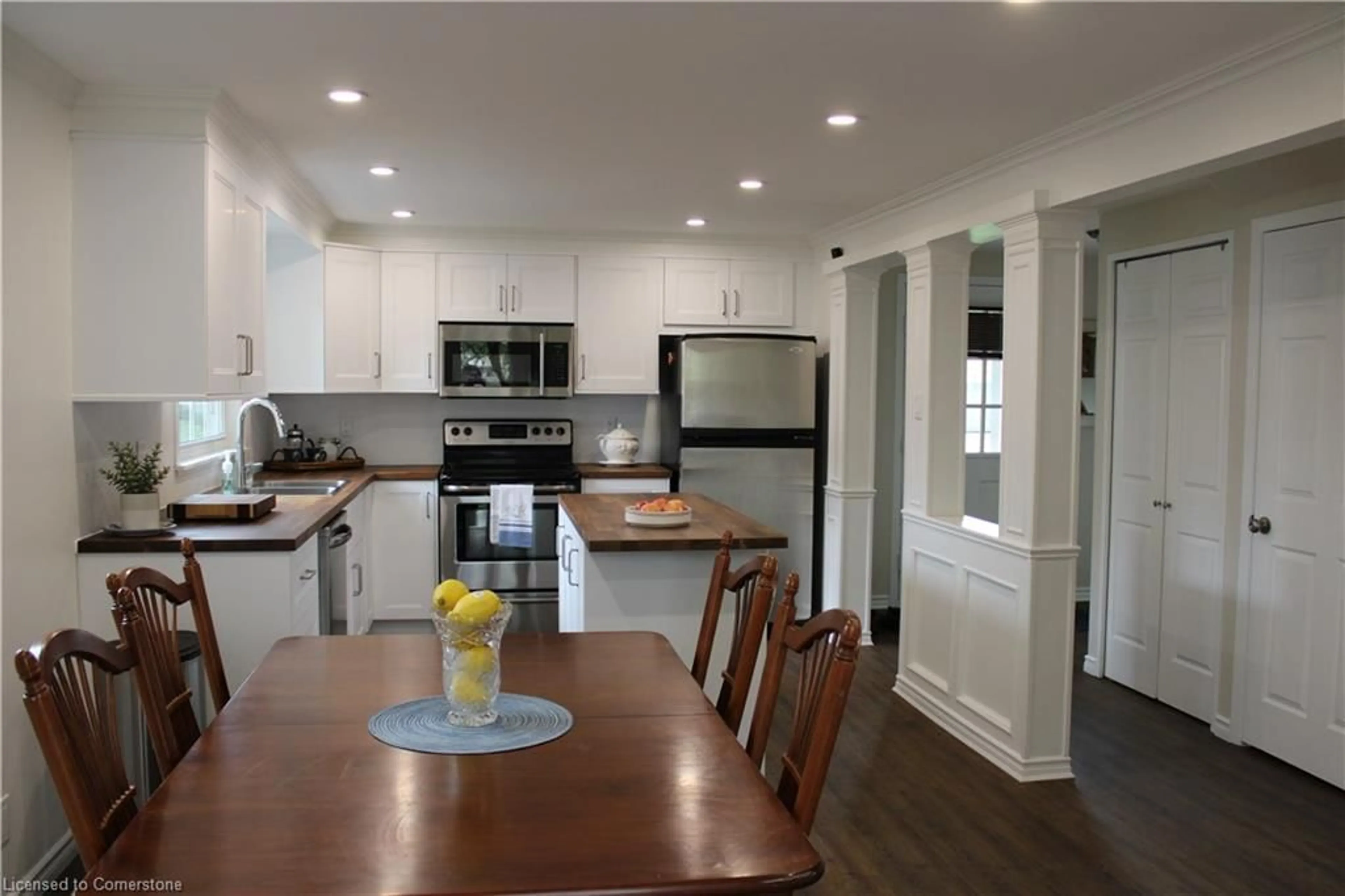 Open concept kitchen, wood/laminate floor for 56 Trailwood Cres, Kitchener Ontario N2N 1V7